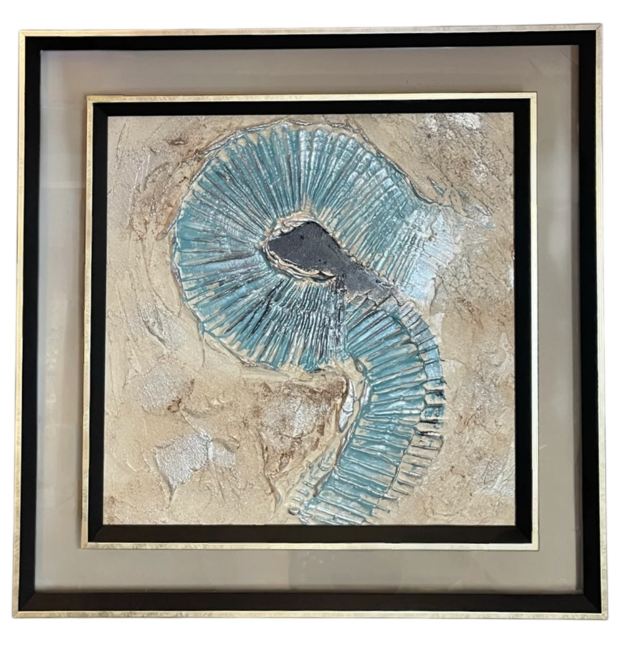 Mavi Deniz Kabuğu Cam Tablo 2'li