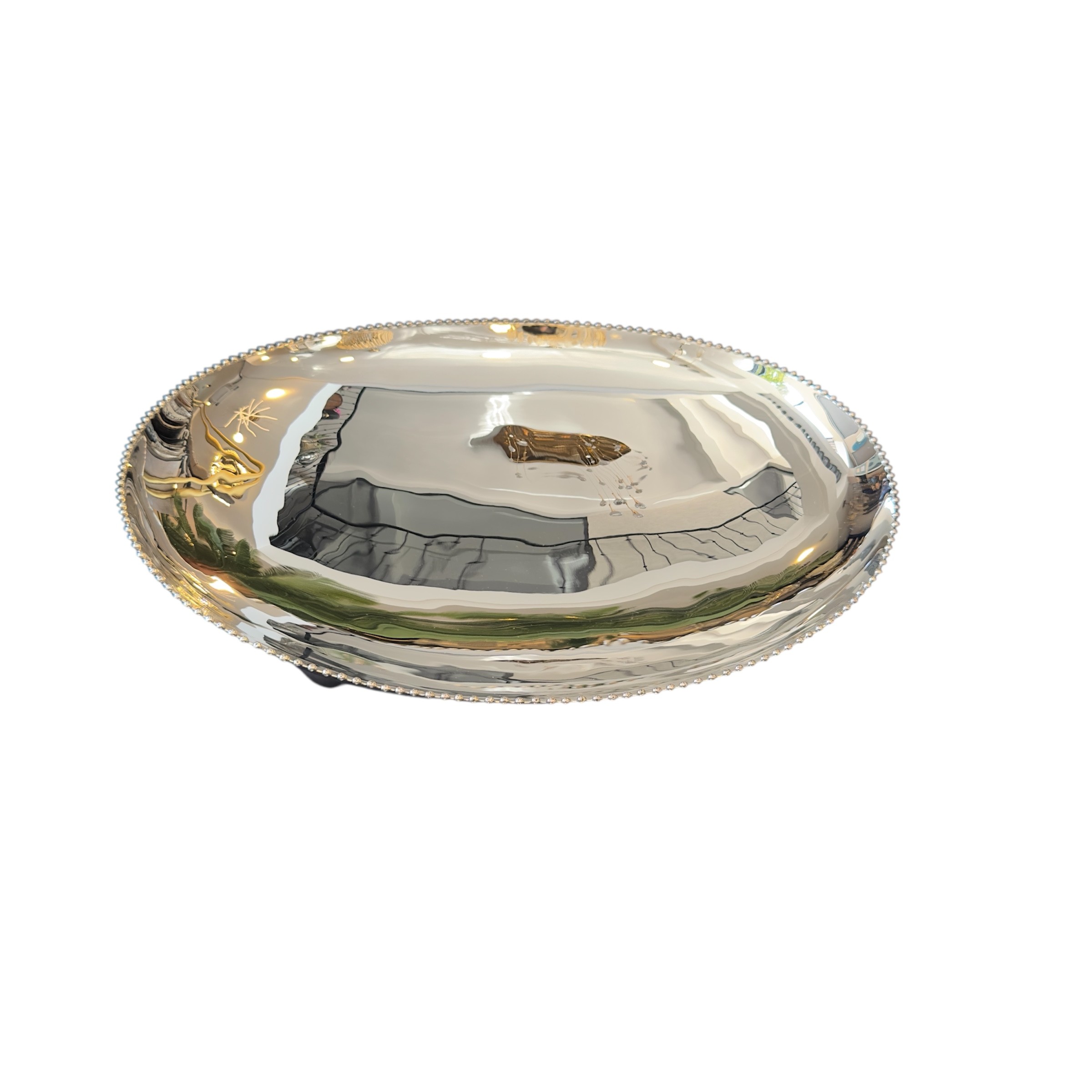 Gümüş Metal Kaplama Oval Tabak 