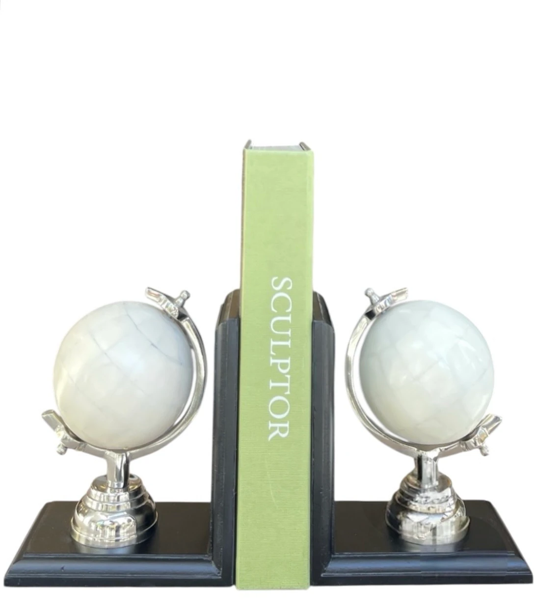 Beyaz Dünya Küre Kitap Tutucu 
