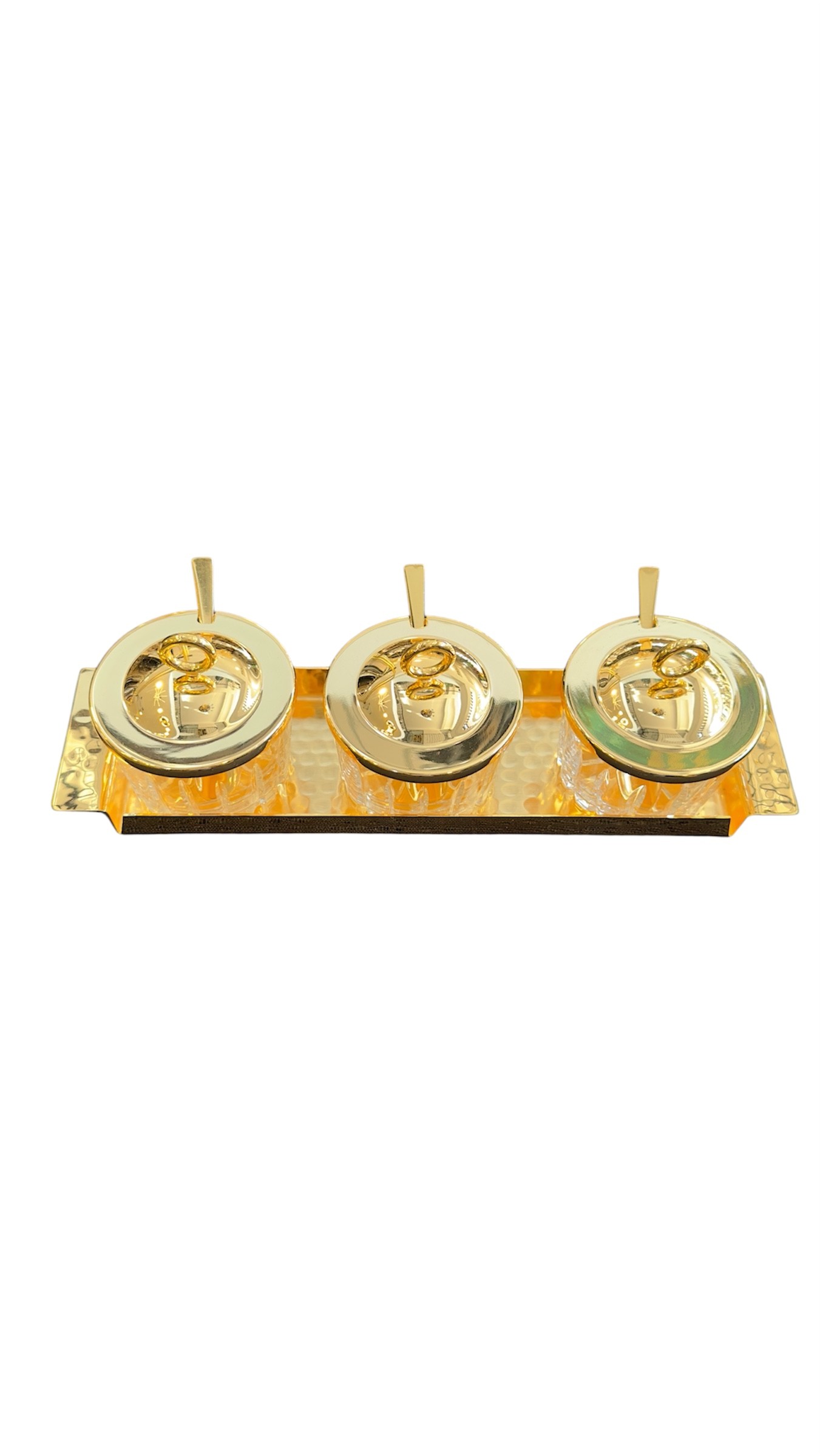 Gold Metal Cam Üçlü Çerezlik 