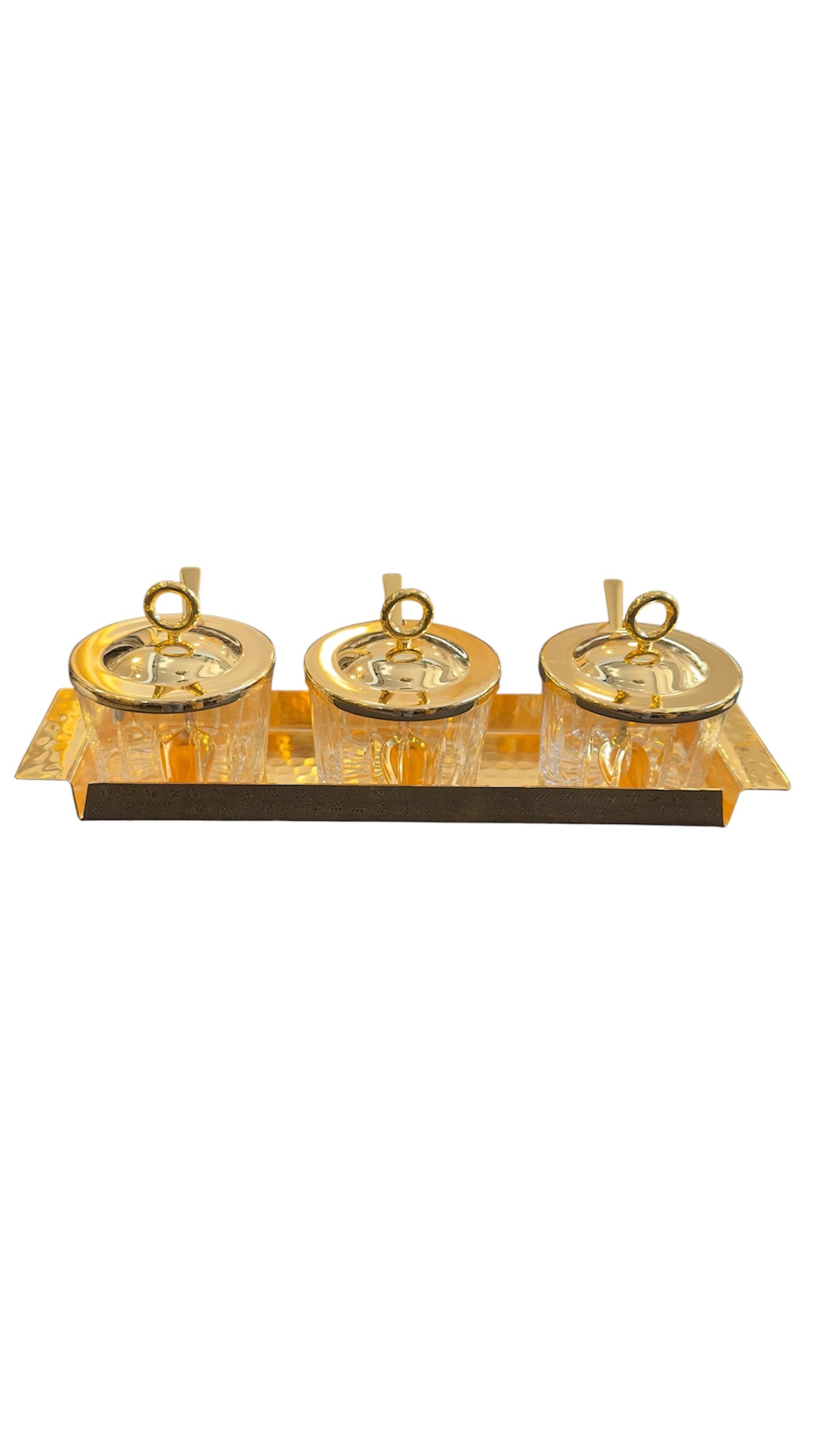 Gold Metal Cam Üçlü Çerezlik 