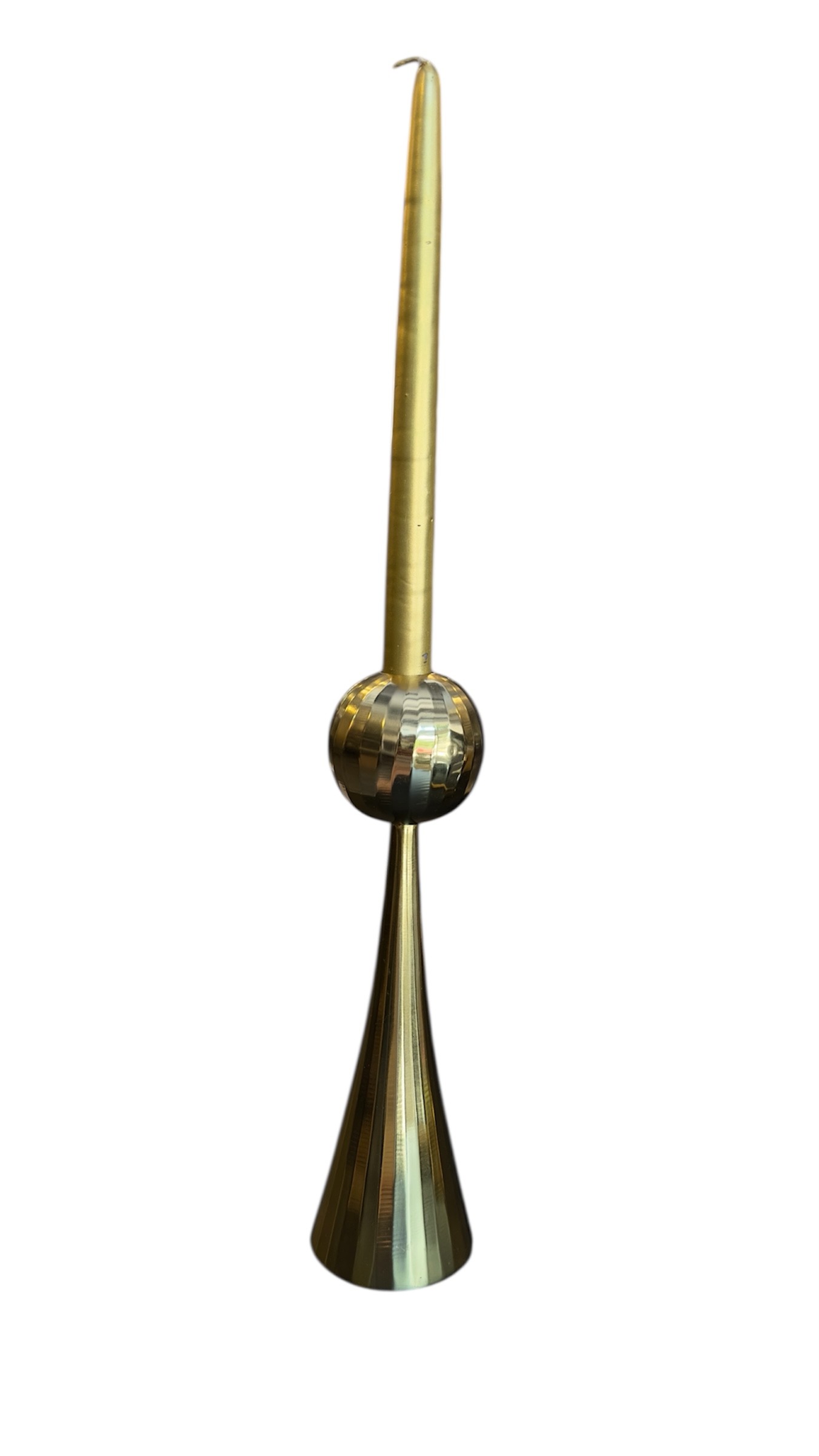 Gold Metal Kaplama Çizgi Desen 2'li Mumluk