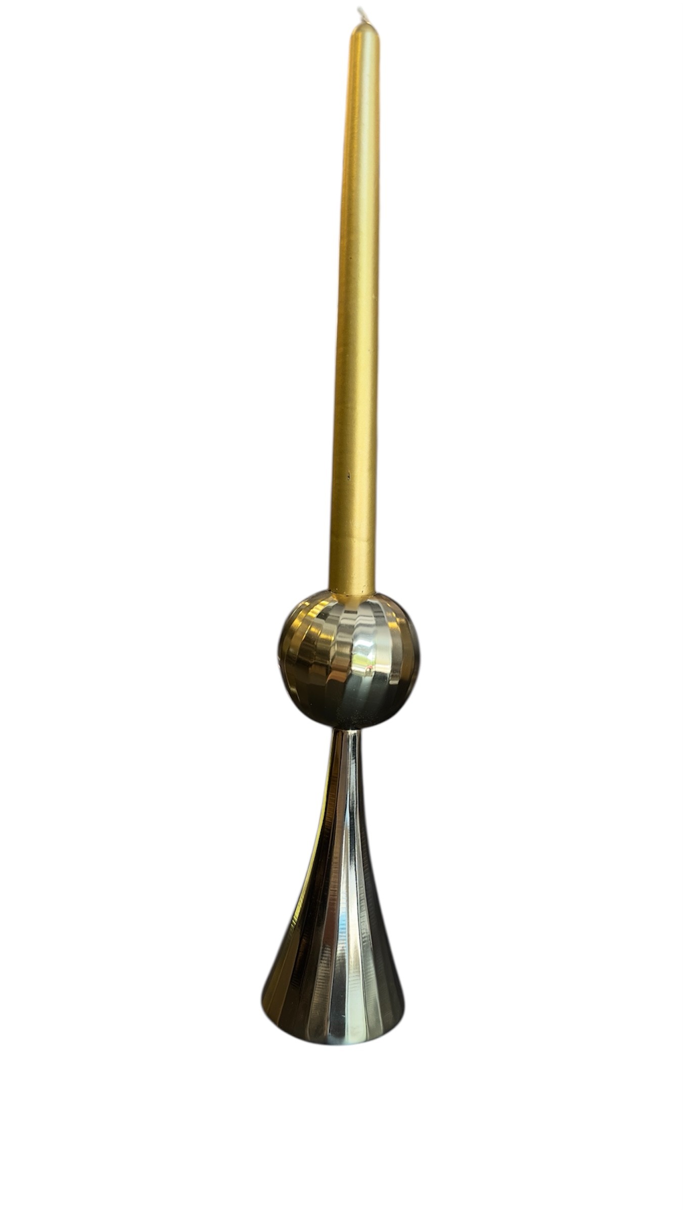 Gold Metal Kaplama Çizgi Desen 2'li Mumluk