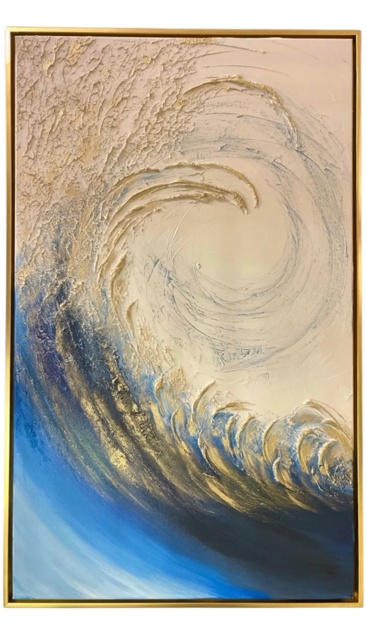 Mavi Gold Renk Dalga Desenli Yağlı Boya Tablo 