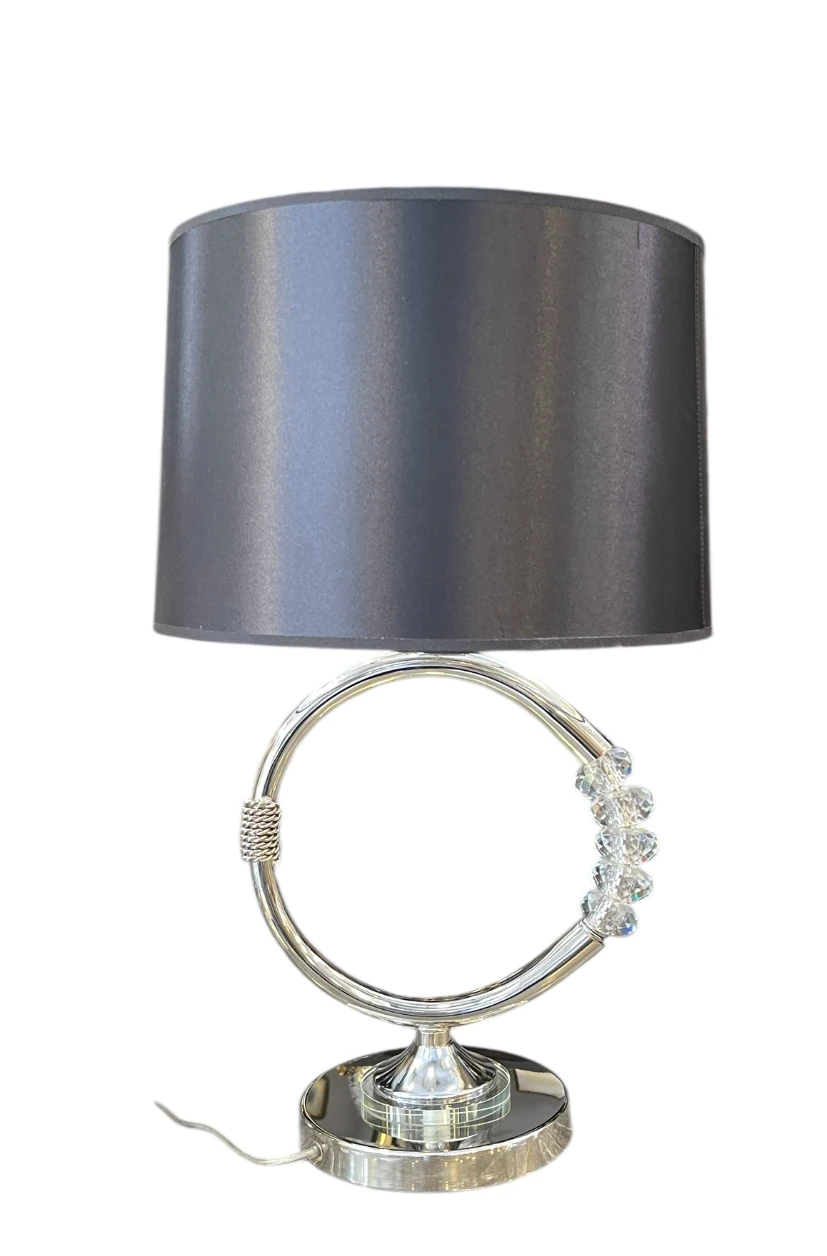 Siyah Şapkalı Gümüş Abajur 