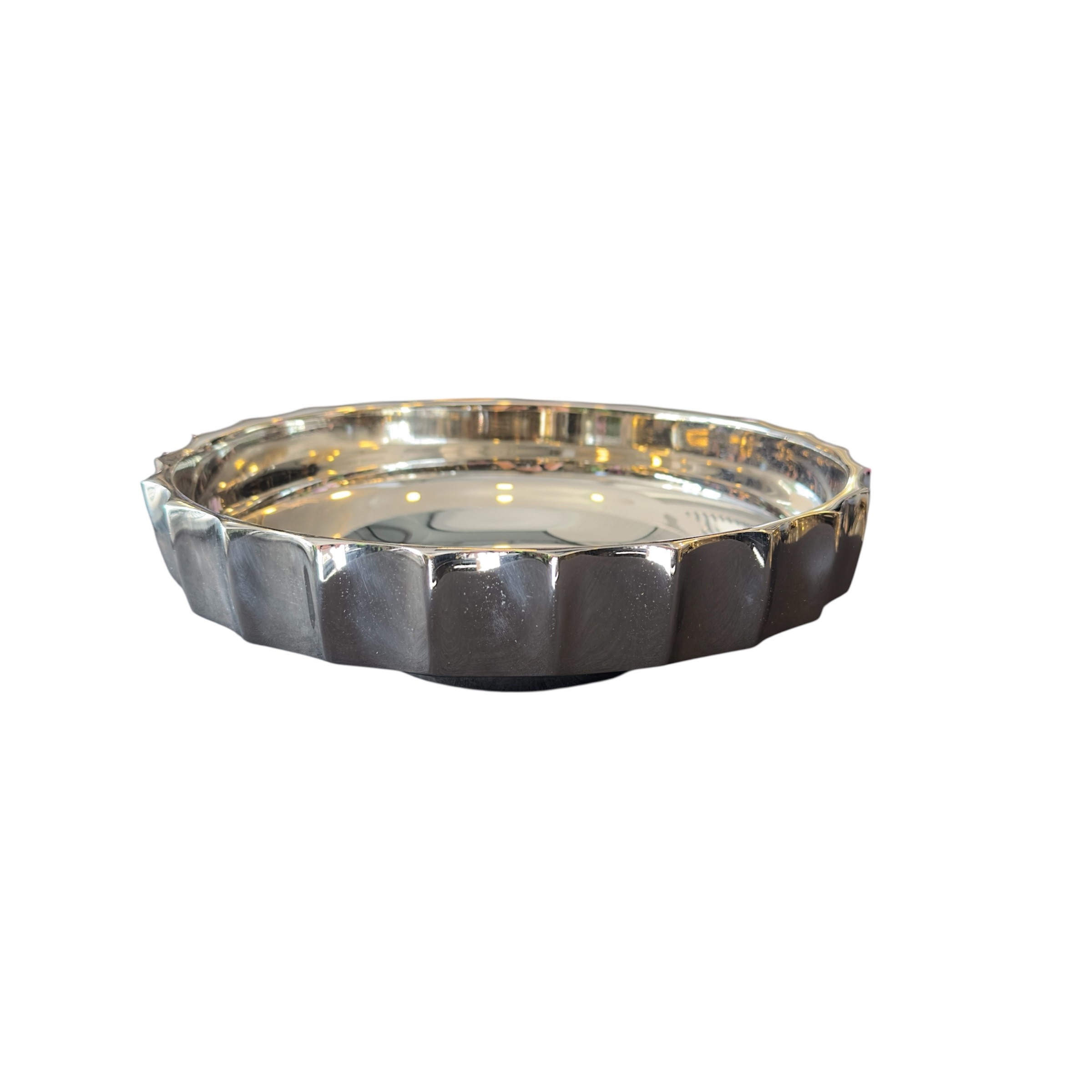 Gümüş Metal Kaplama Kıvrımlı Tabak Mini Boy
