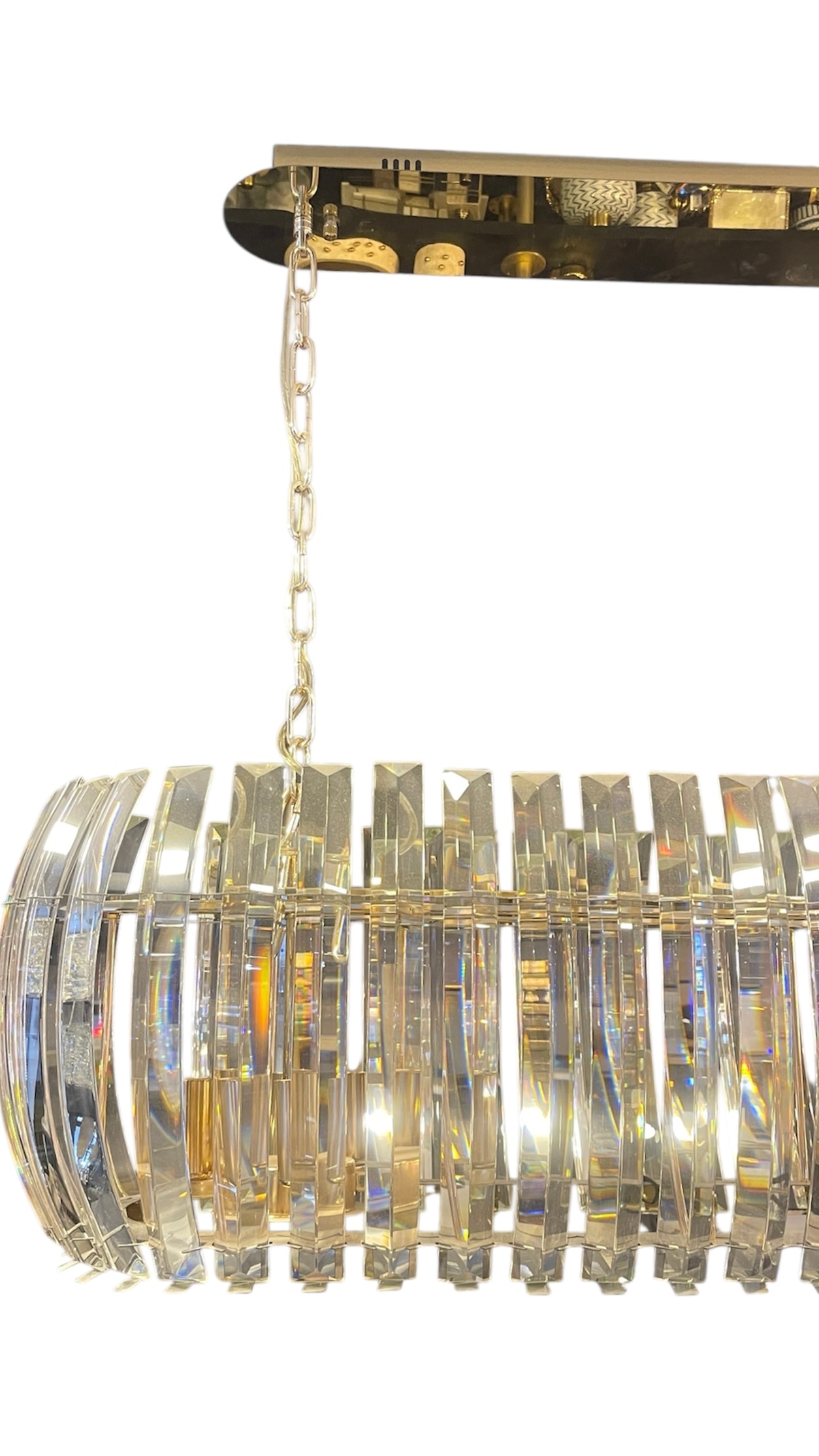 Gold Renk Kristal Cam Avize 