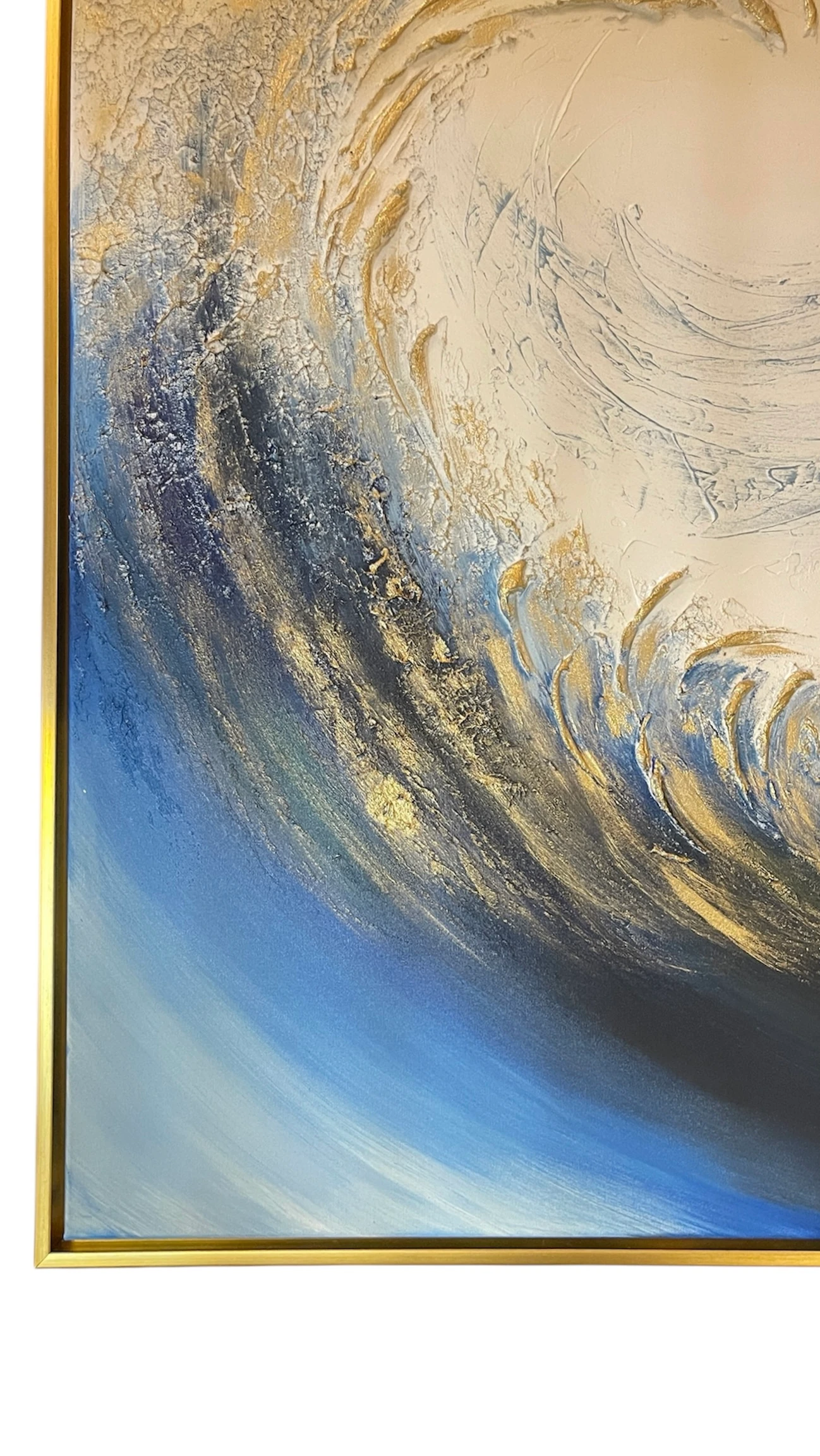 Mavi Gold Renk Dalga Desenli Yağlı Boya Tablo 