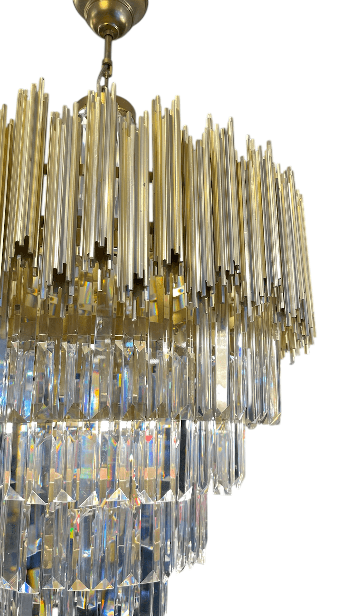 Gold Metal Kaplama Kristal Sarkıt Taşlı Avize