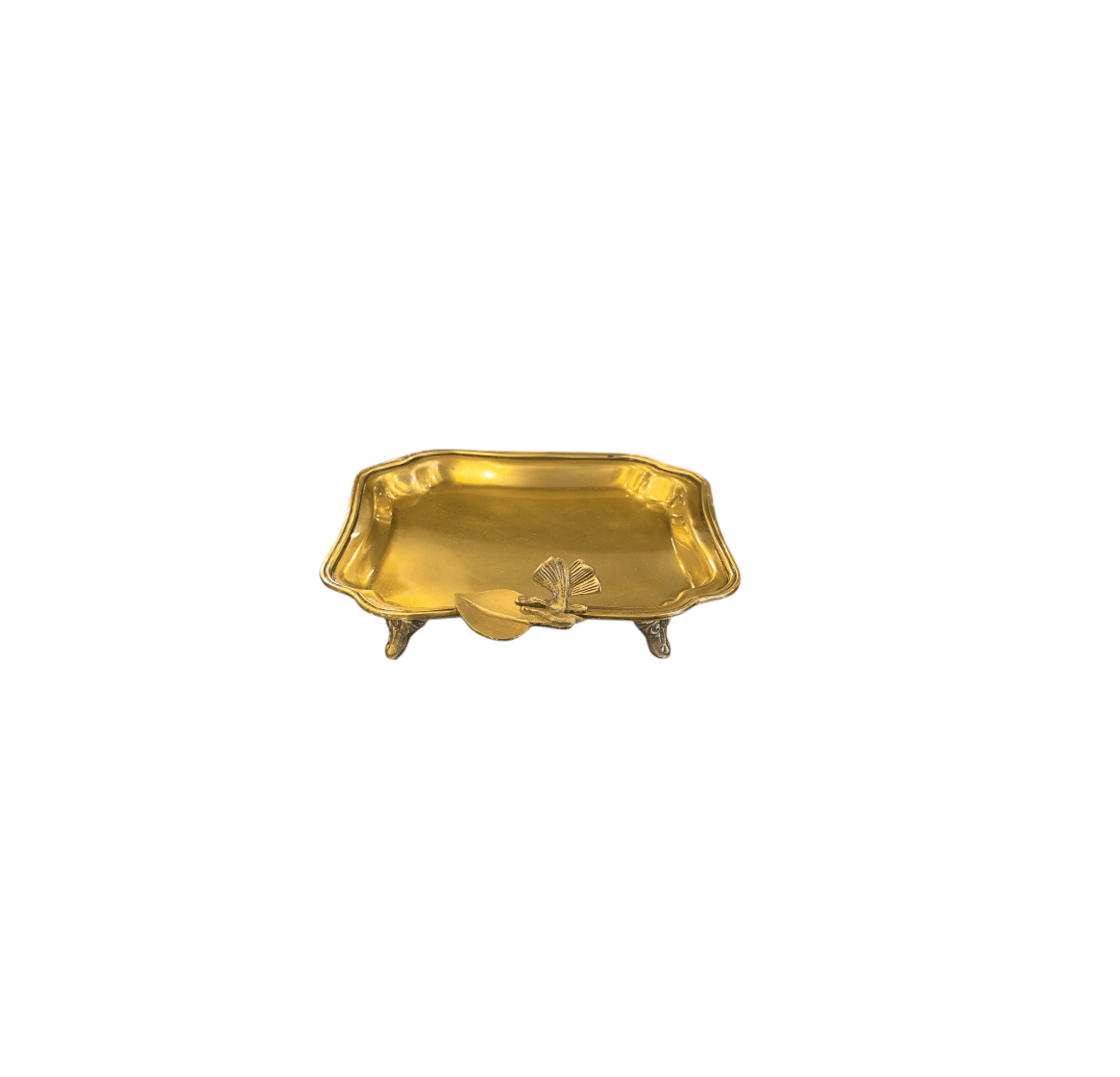Antik Gold Ayaklı Metal Kare Tabak 