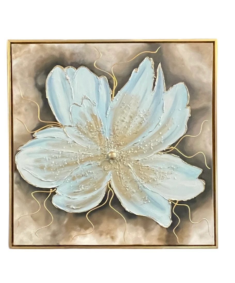 Mavi Çiçek Yağlı Boya Tablo 