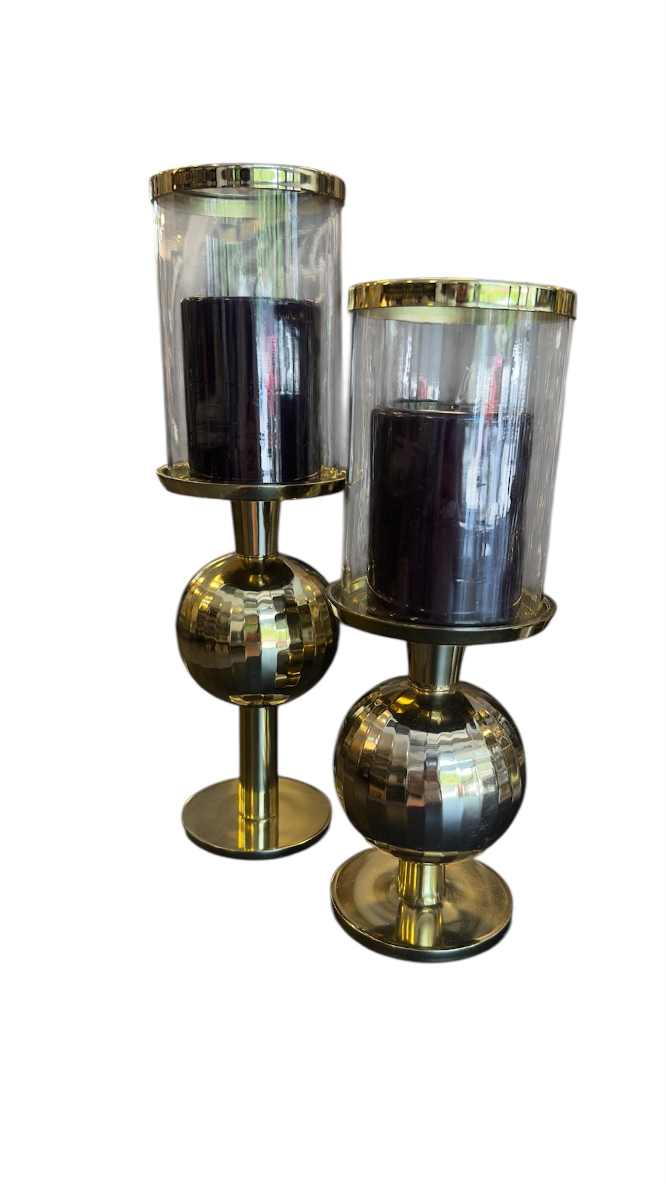 Gold Metal Kaplama 2'li Camlı Mumluk