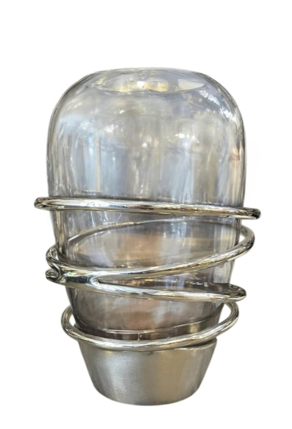 Gümüş Metal Cam Vazo 