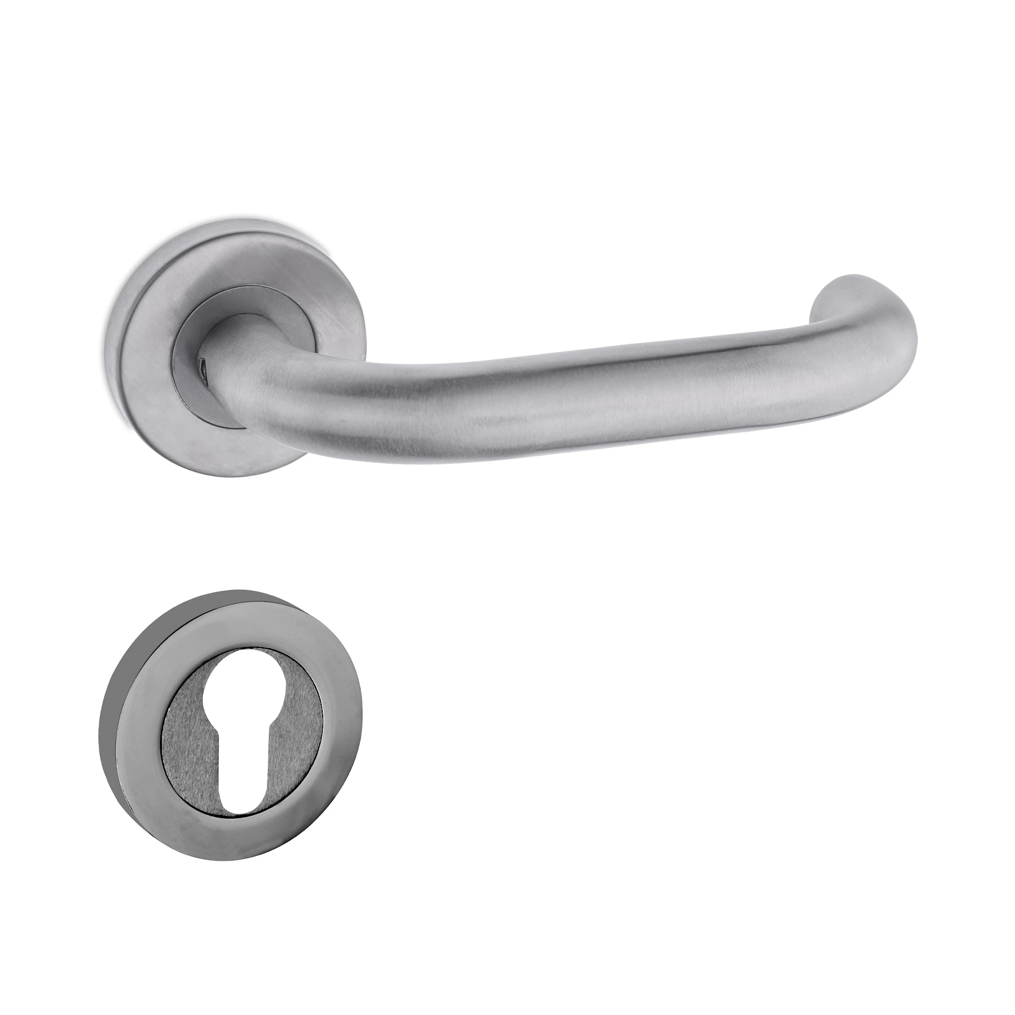 Kayseri Kapı Kolu Paslanmaz Saten Daire Rozetli Ss 304 Kalite YALE SAĞ