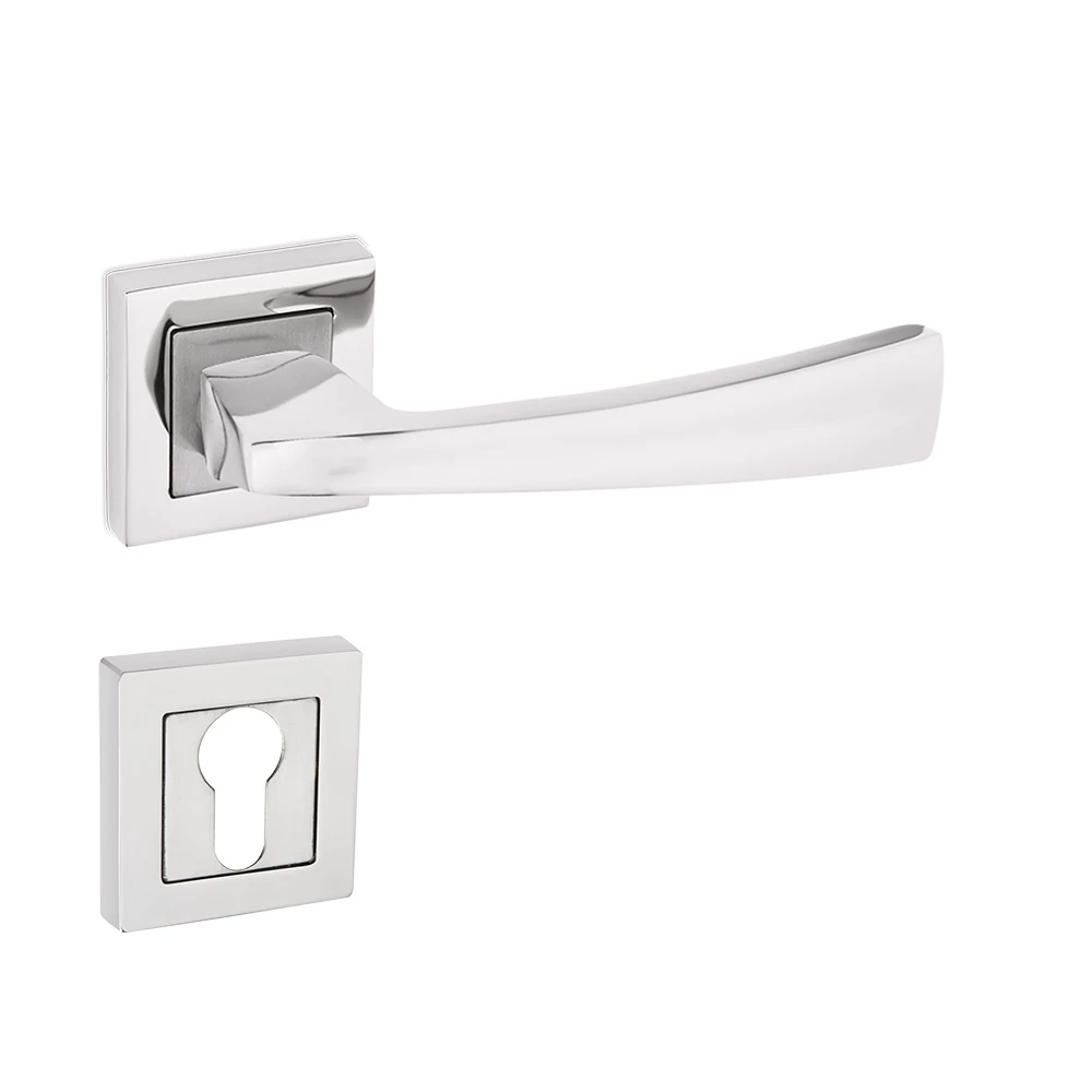 Konak Kapı Kolu Nikel İnox Kare Rozetli YALE SAĞ