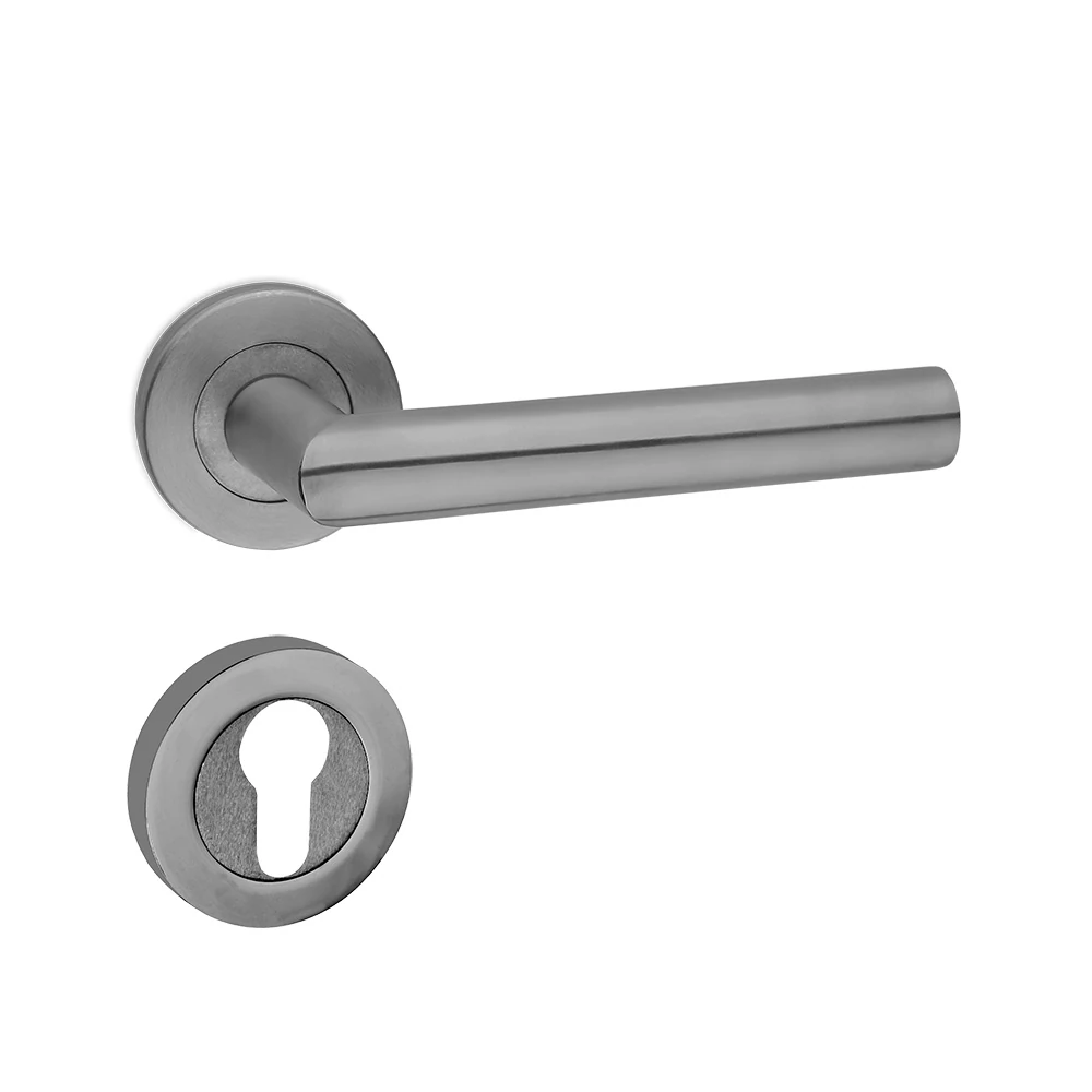 Çorlu Kapı Kolu Paslanmaz Saten Daire Rozetli Ss 304 Kalite YALE SAĞ