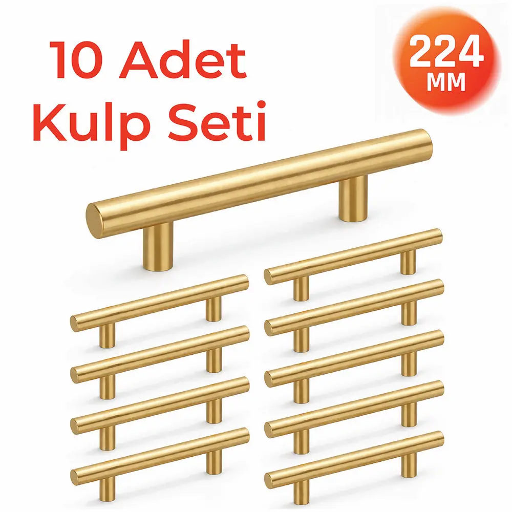 level3 金テープ フルサイズ Mobilya Kulpu 224 mm Mat Altın Mutfak Dolap Çekmece | Nobel