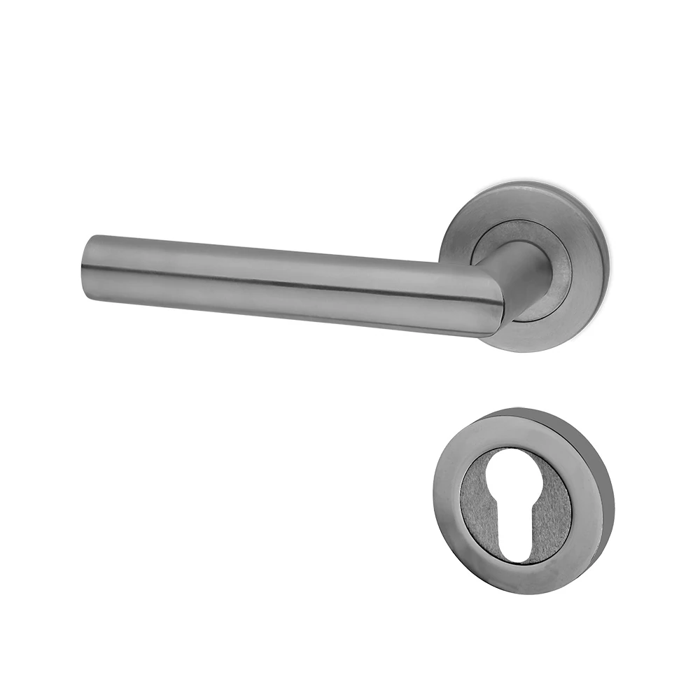 Çorlu Kapı Kolu Paslanmaz Saten Daire Rozetli Ss 304 Kalite YALE SOL