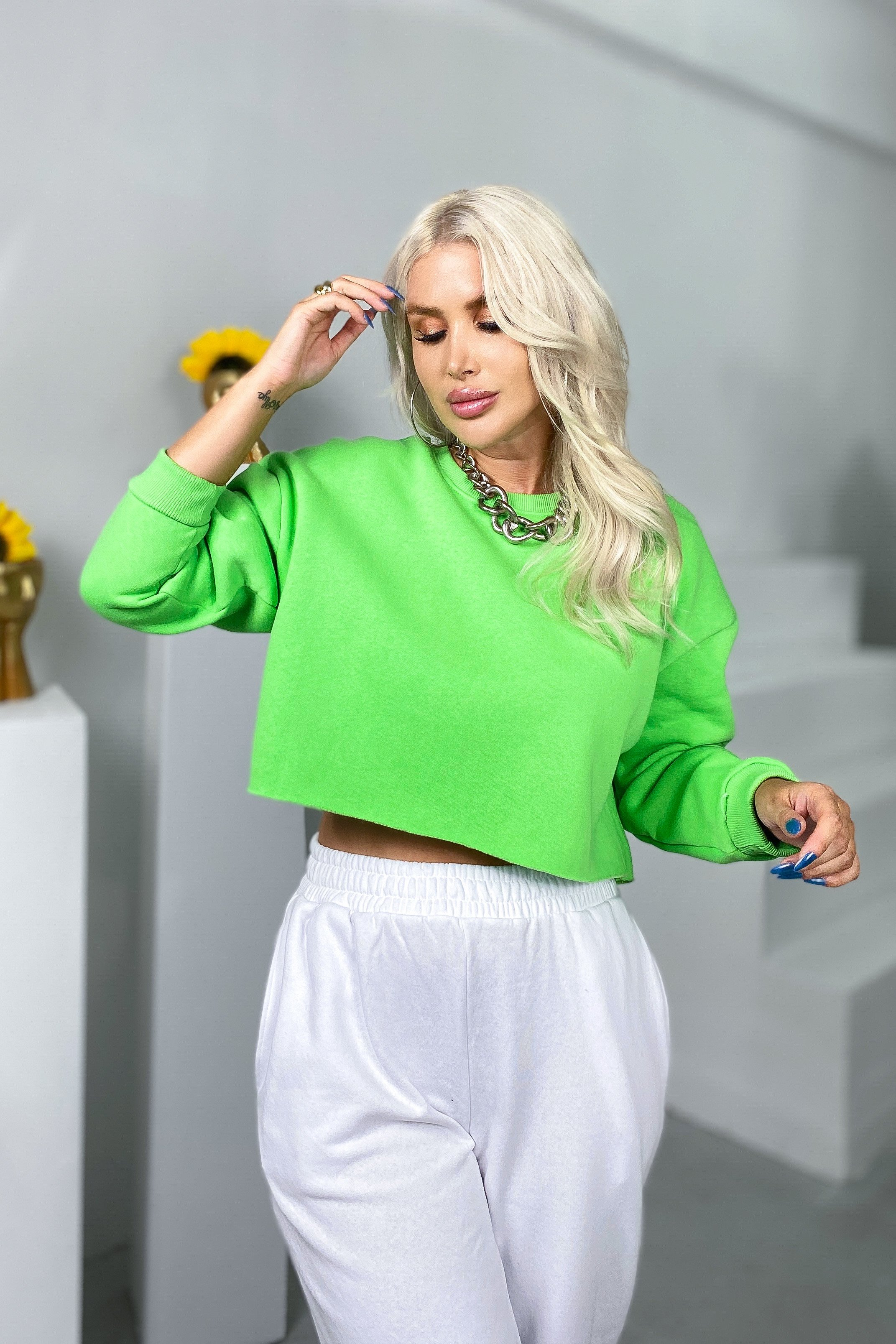 Crop Sweatshirt  - Fıstık