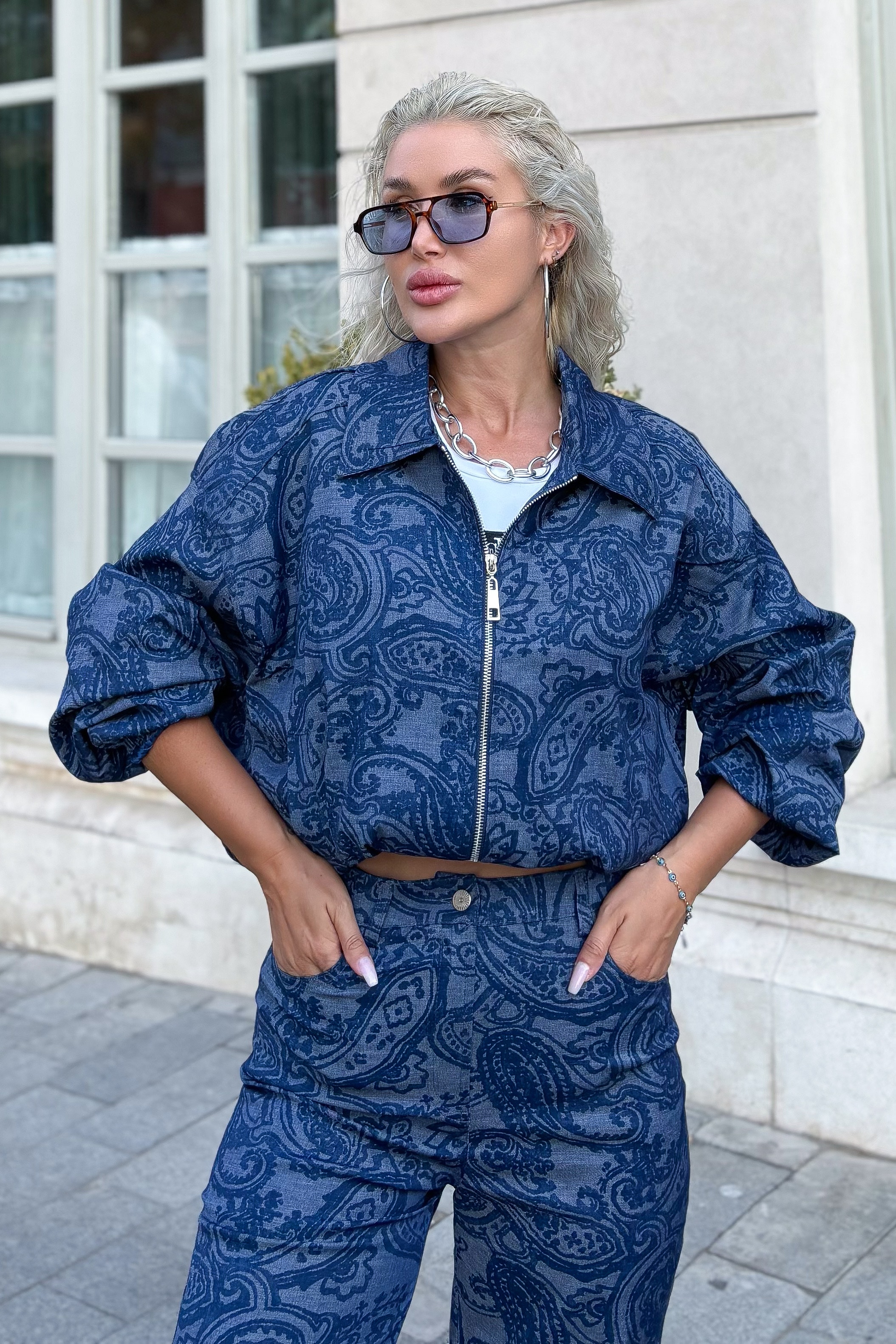 Navy Denim Takım