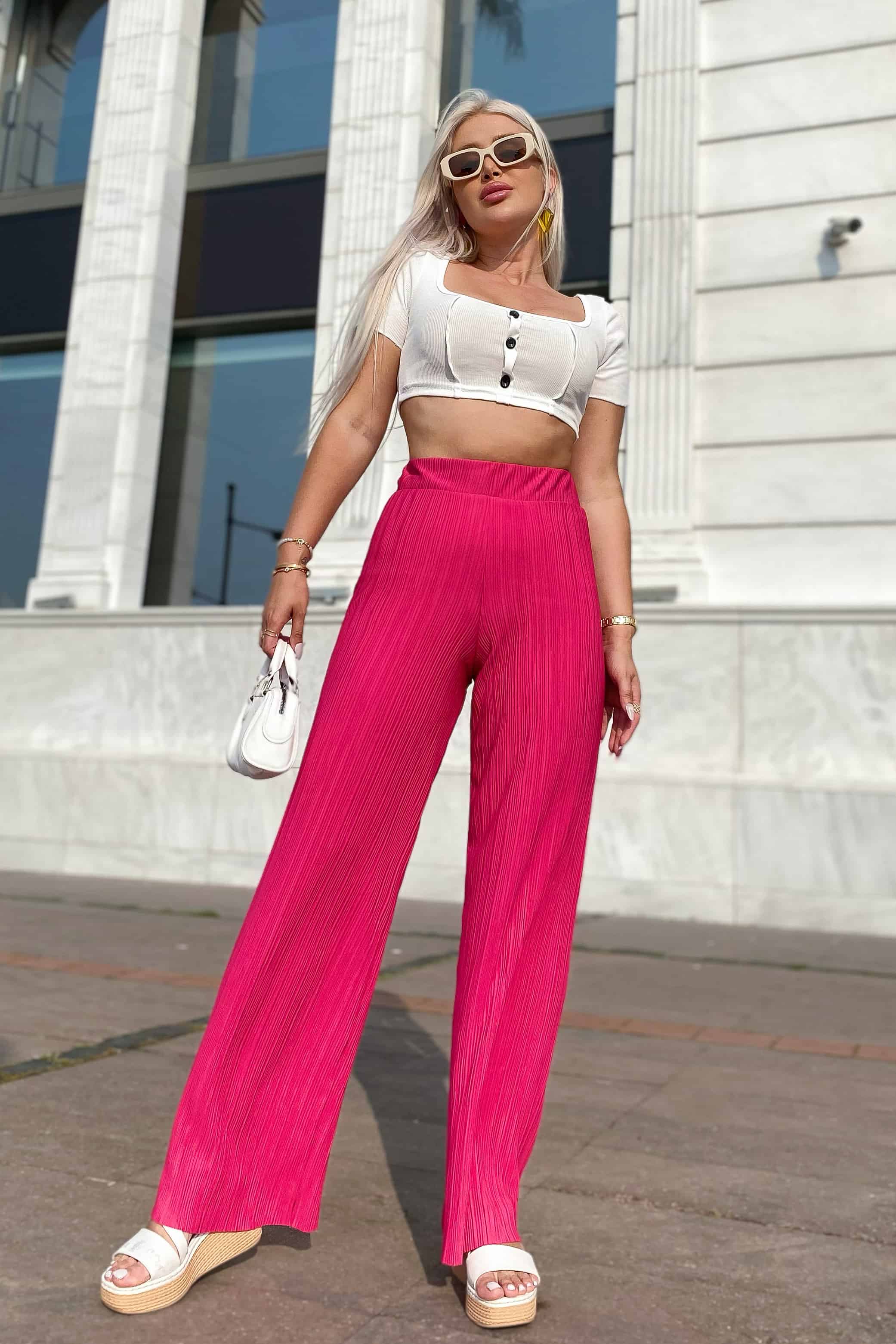 Piliseli Yüksek Bel Pantolon