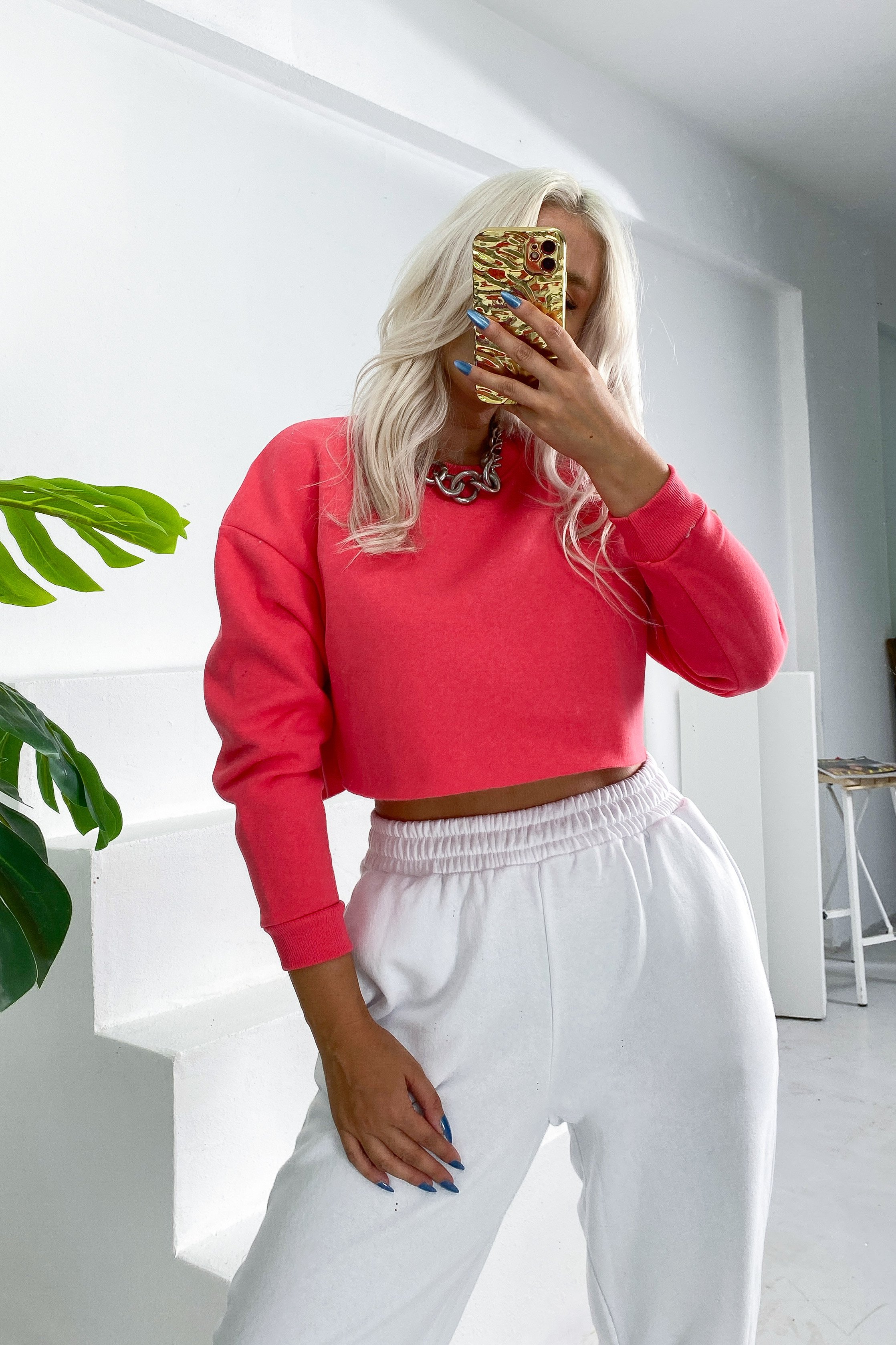 Crop Sweatshirt  - Pembe