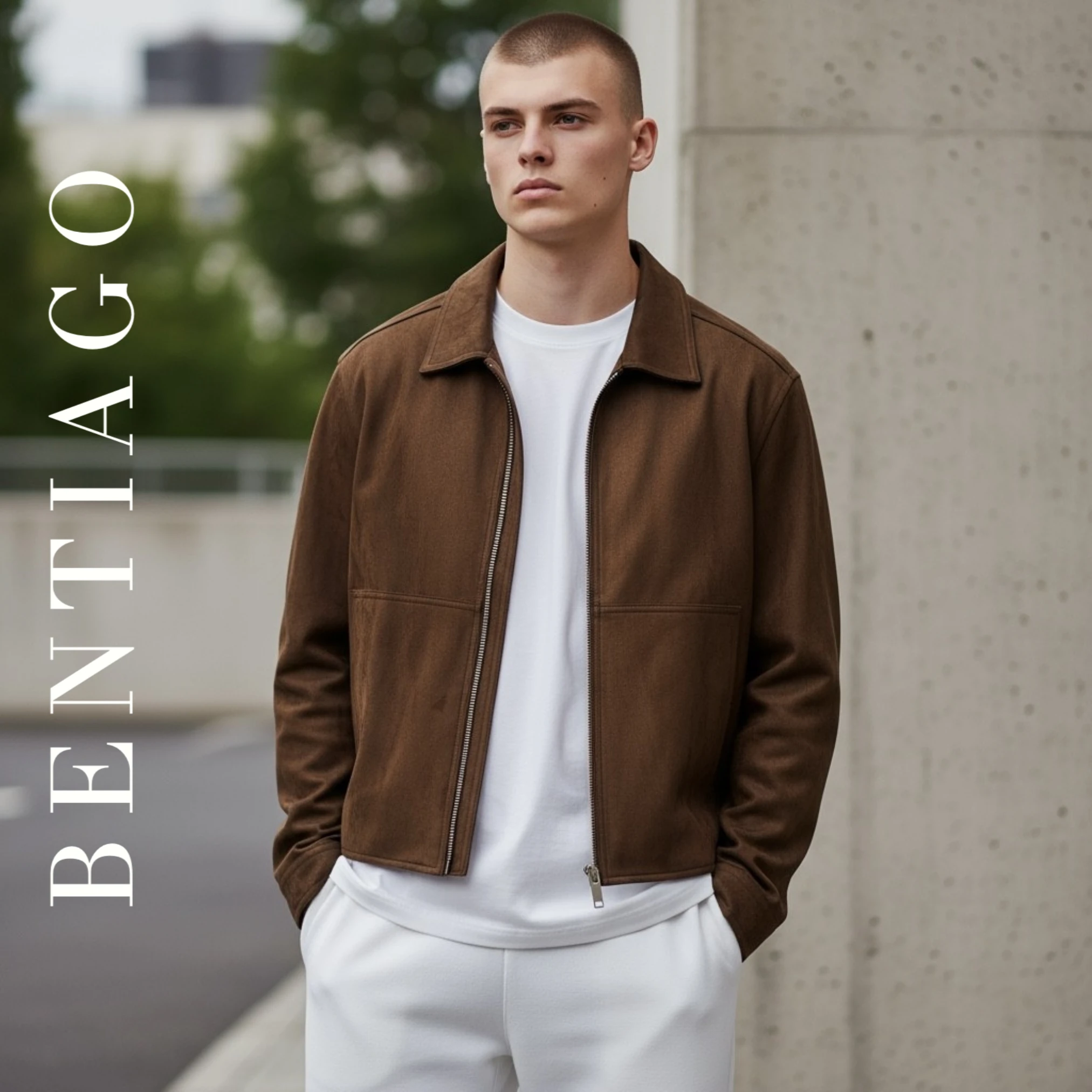 Kahverengi Süet Dokulu Ceket