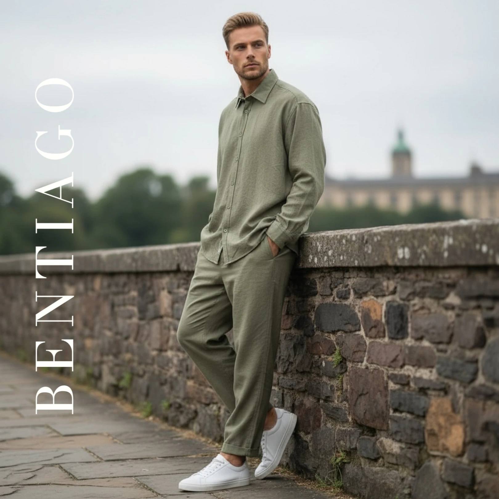 Tensel Kumaş Rahat Kalıp Haki Takım 