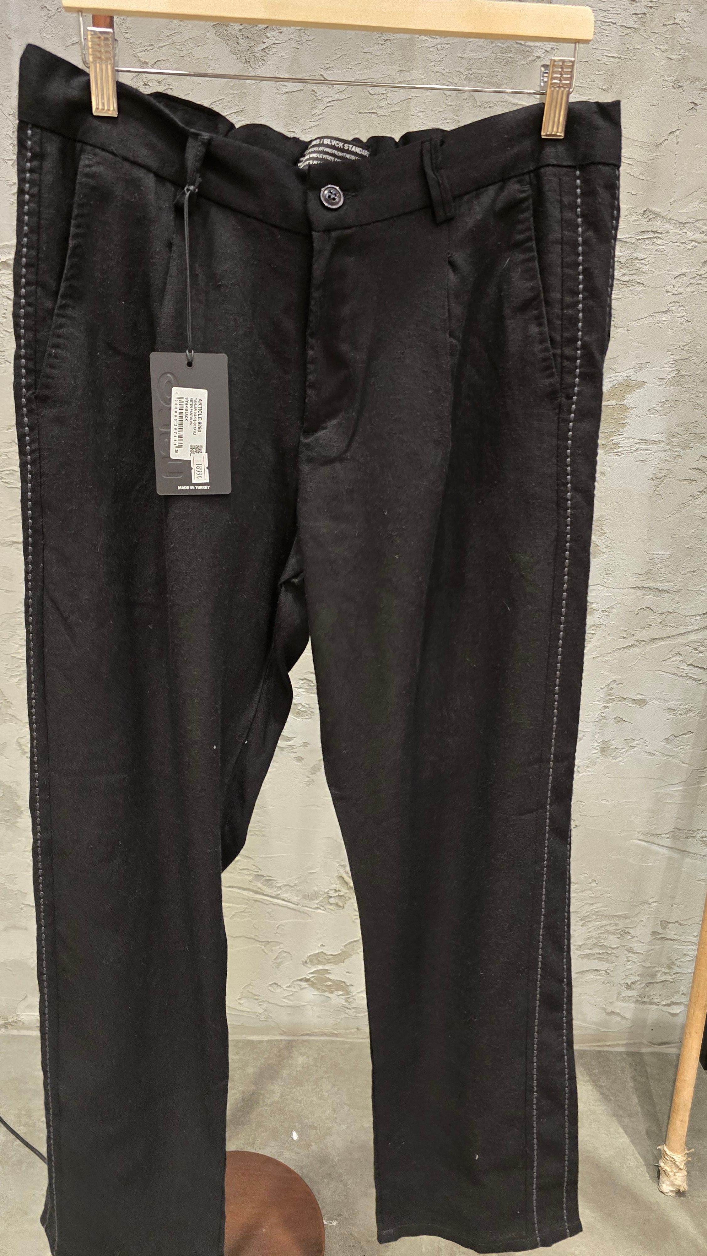 Open Siyah Keten Pantolon OP9250