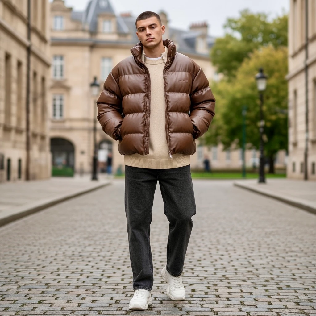 Kahverengi Şişme Premium Mont