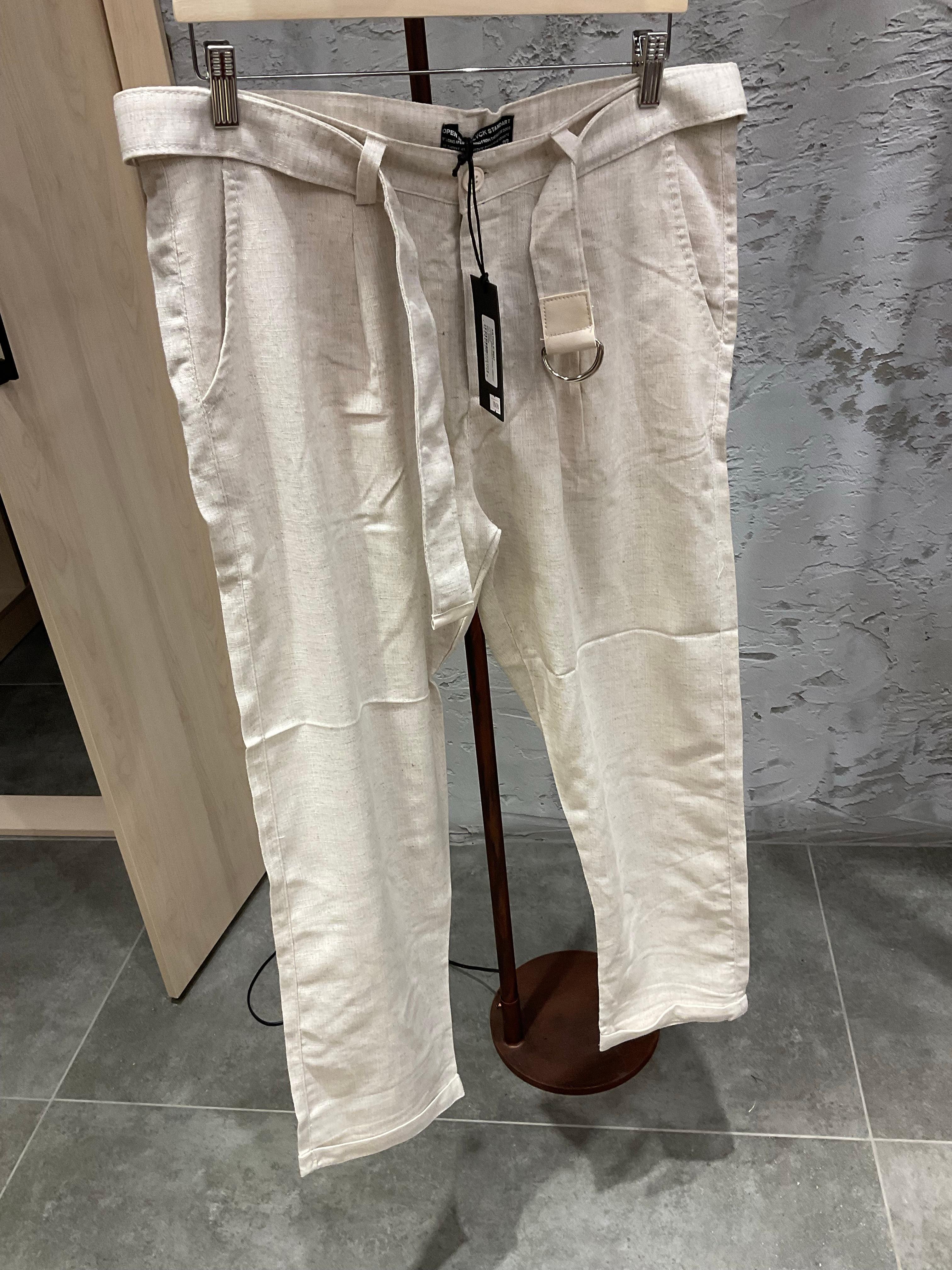 Open Bej Keten Pantolon OP9947