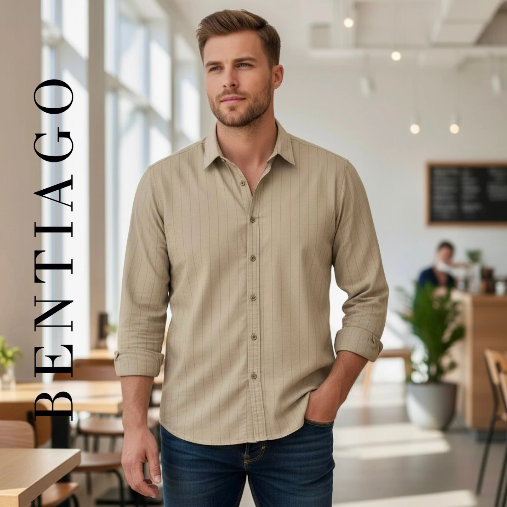 Çizgili Kahverengi Gömlek