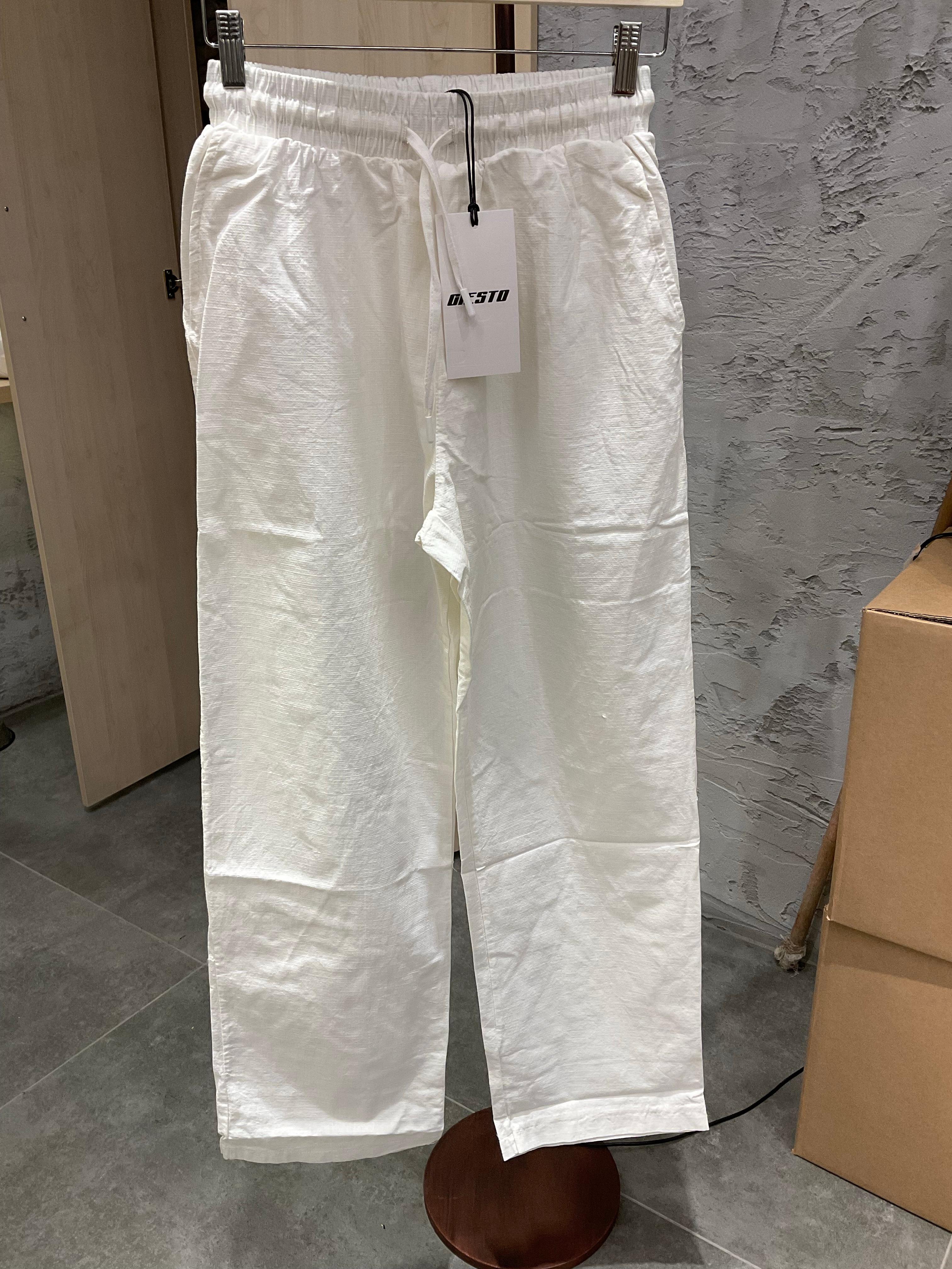 Giesto Beyaz Keten Pantolon G5232-28