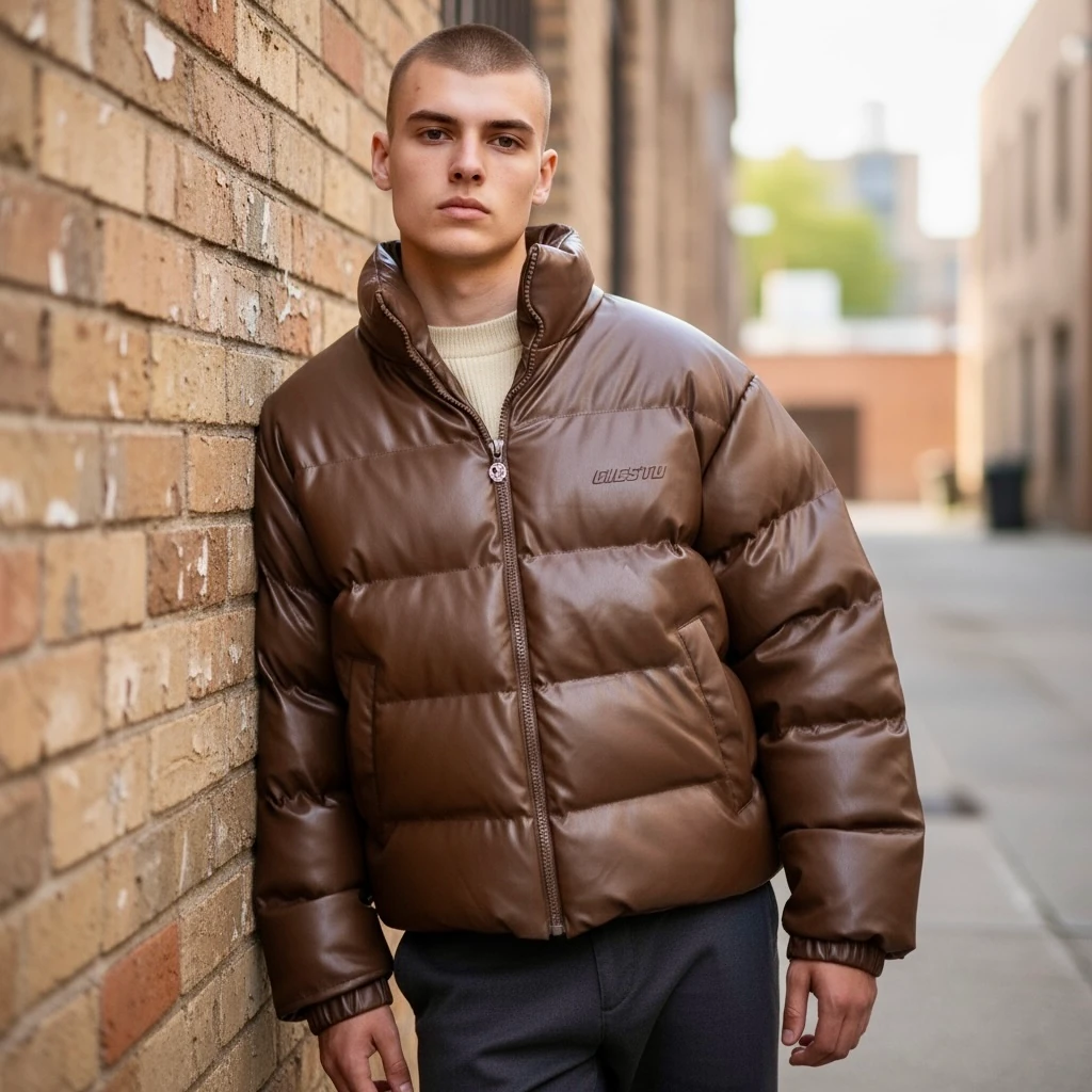 Kahverengi Şişme Premium Mont