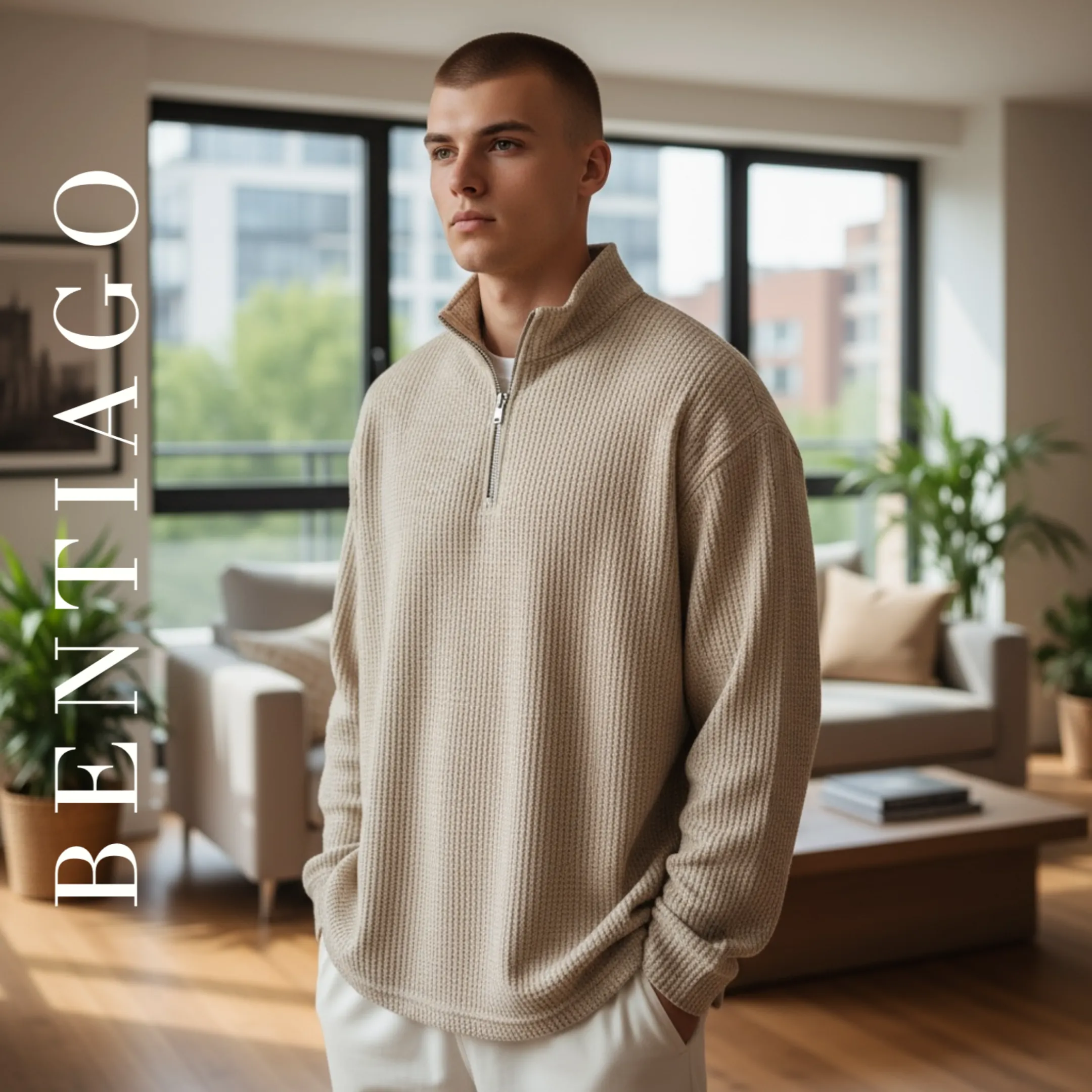 Fermuarlı Yaka Detaylı Triko Kazak