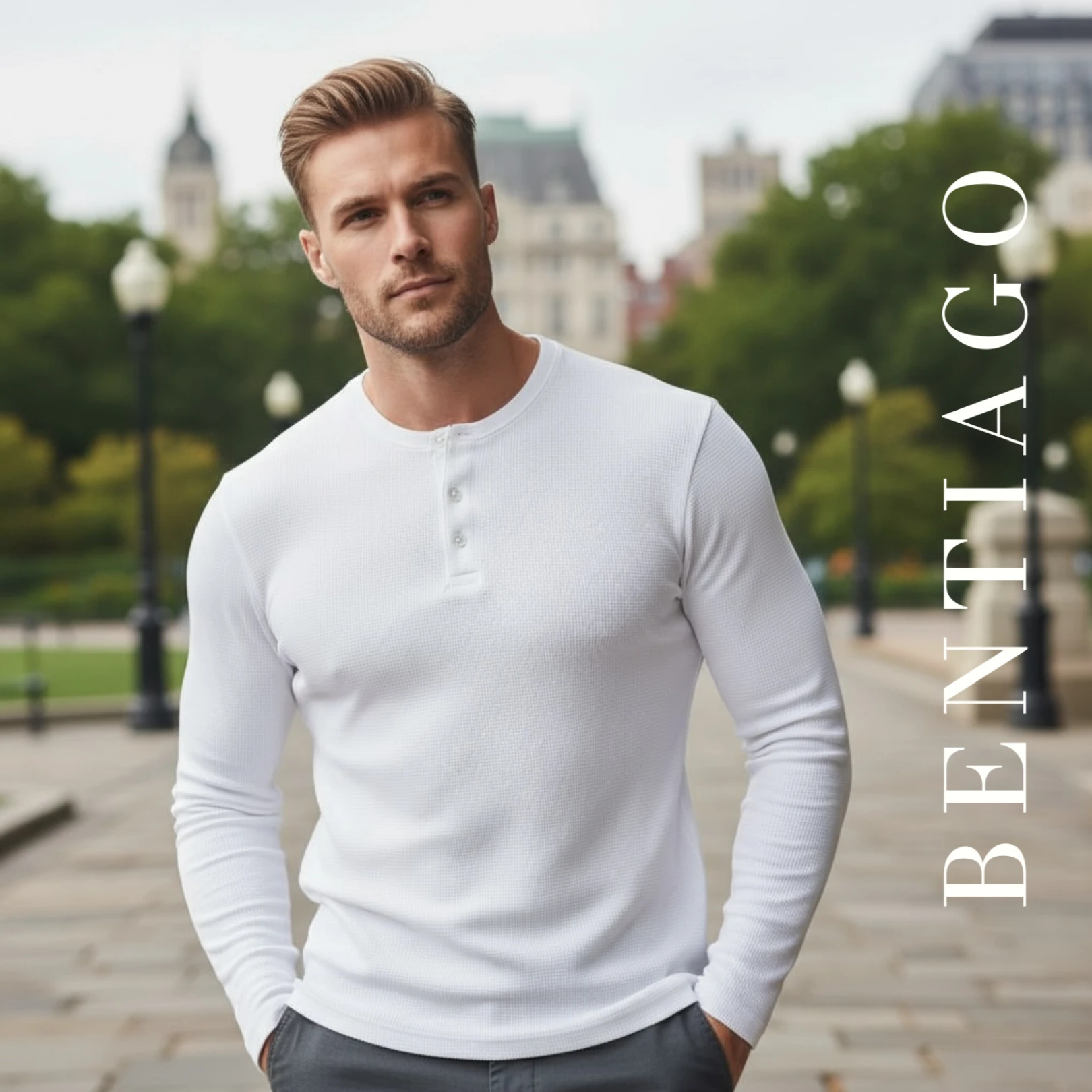 Düğmeli Yaka Uzun Kollu Beyaz Sweatshirt