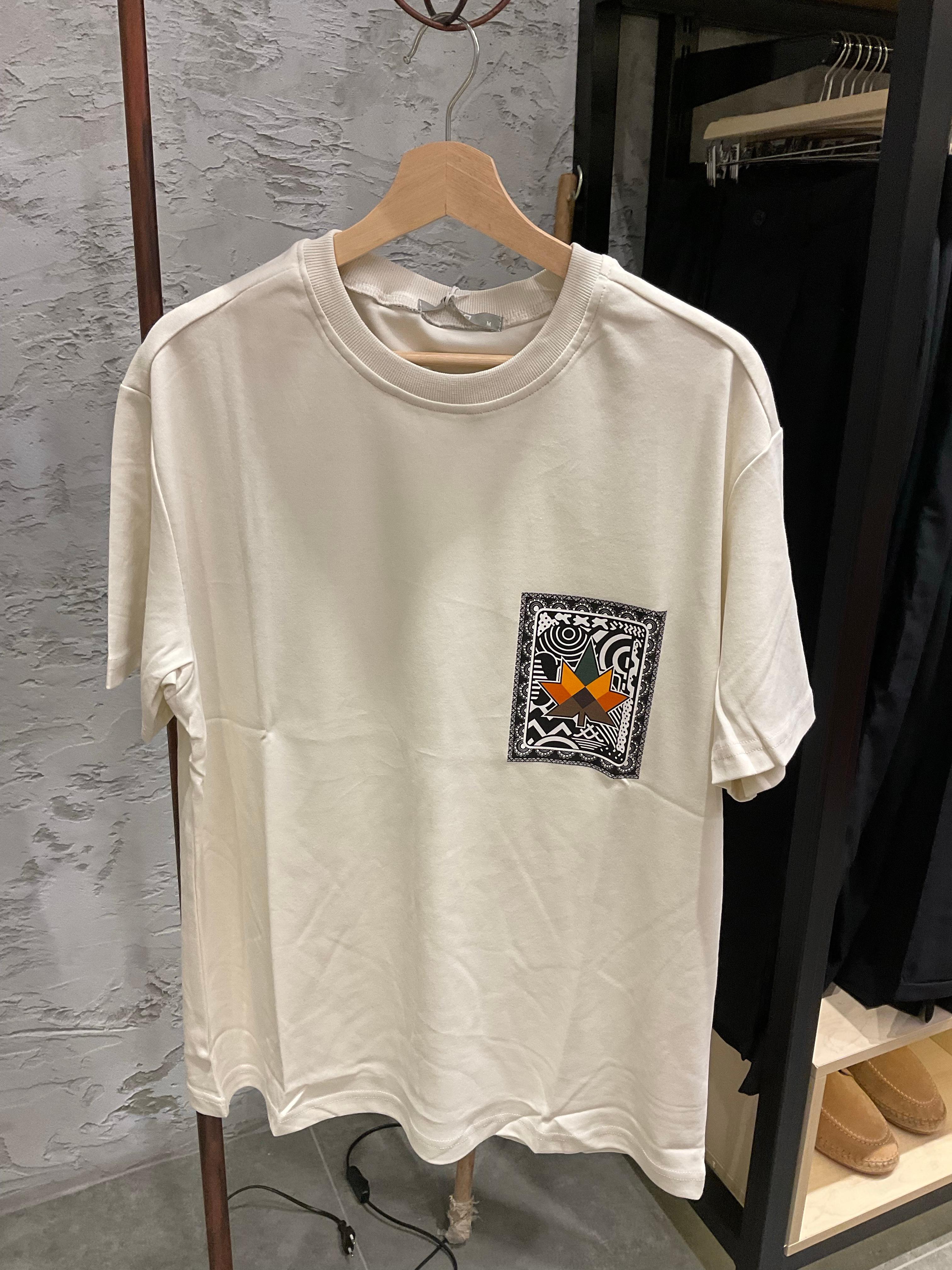 Open Ecru Yaprak Baskılı Tshirt OP7338