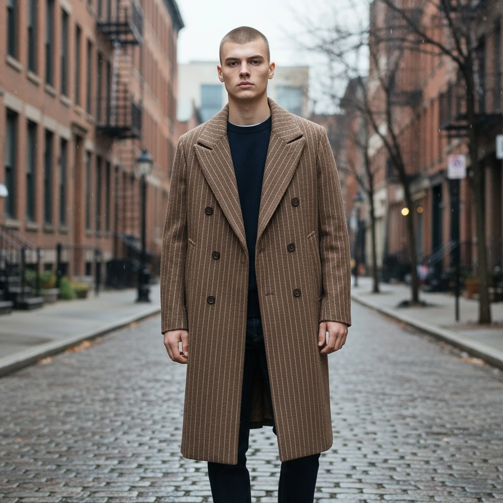 Kahverengi Kalın Kaşe Kaban