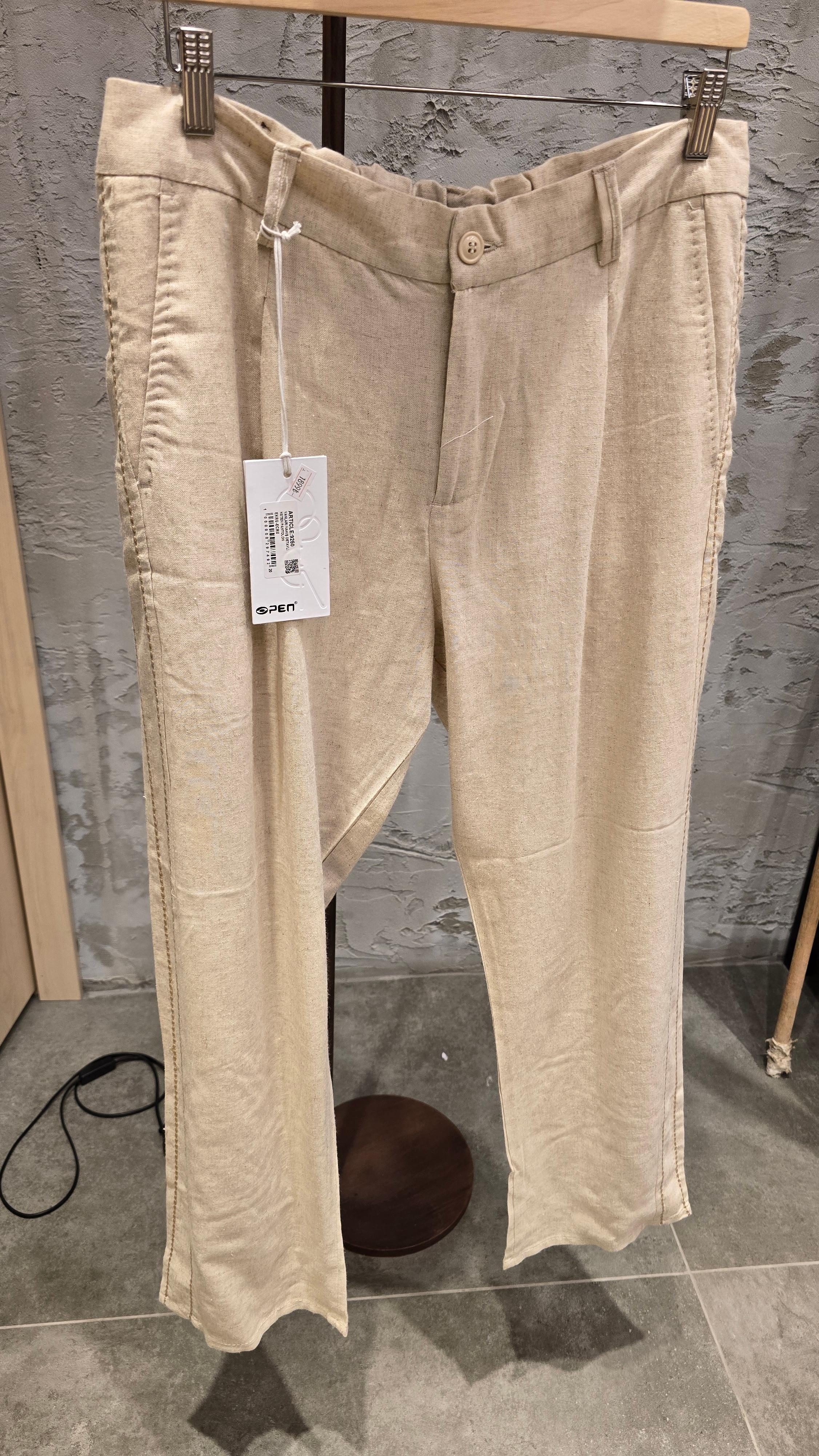Open Ekru Keten Pantolon OP9250