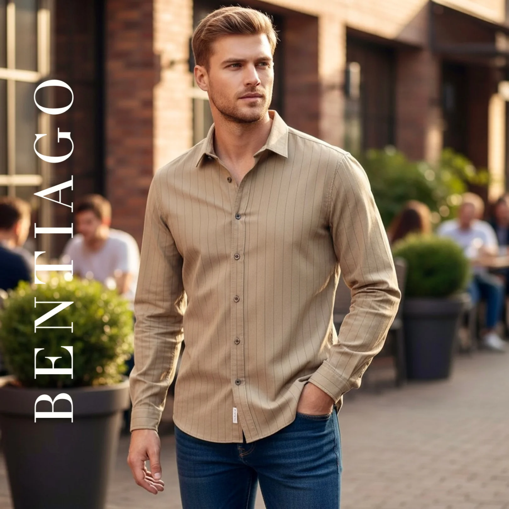 Çizgili Kahverengi Gömlek