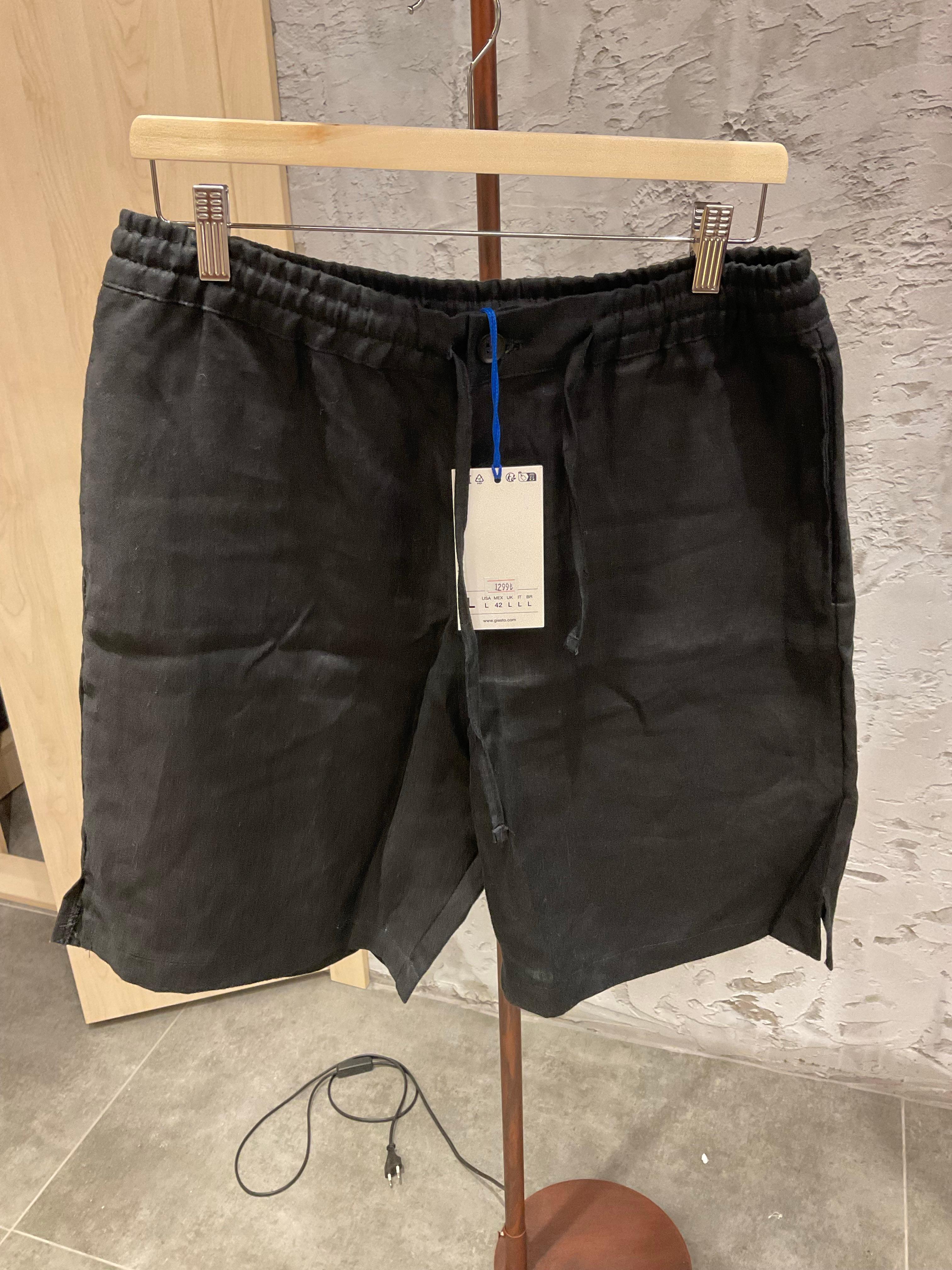 Giesto Siyah Keten Şort G5433-12