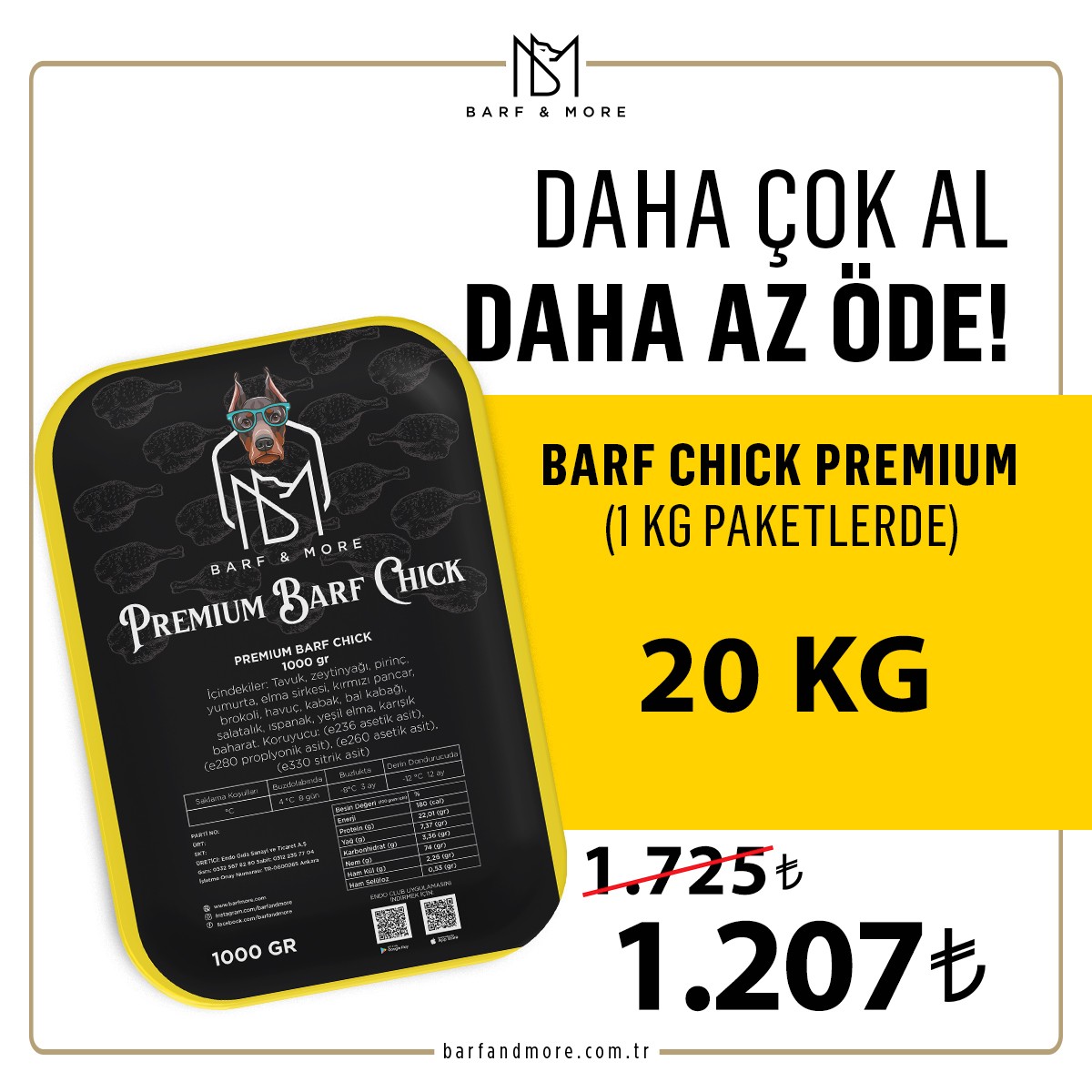 Barf Chick Premium 20 KG (1000 Gr. Tekli Ambalaj)