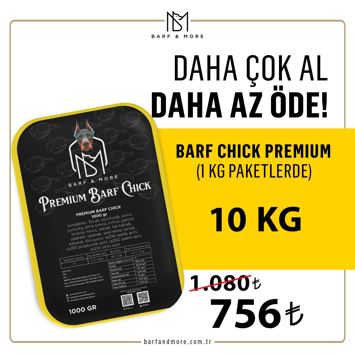 Barf Chick Premium 10 KG (1000 Gr. Tekli Ambalaj)