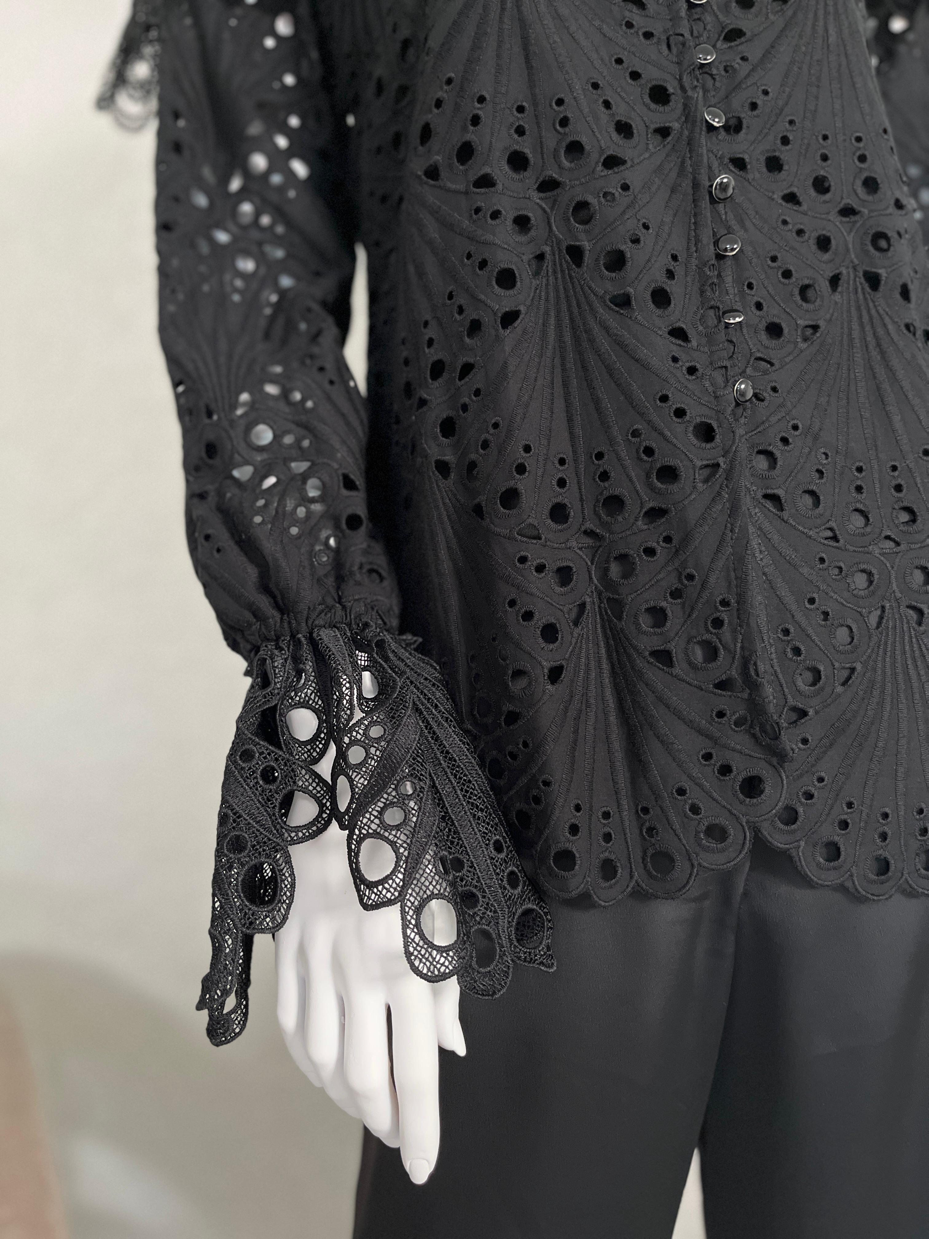 Brode Dantel Cotton Siyah Gömlek