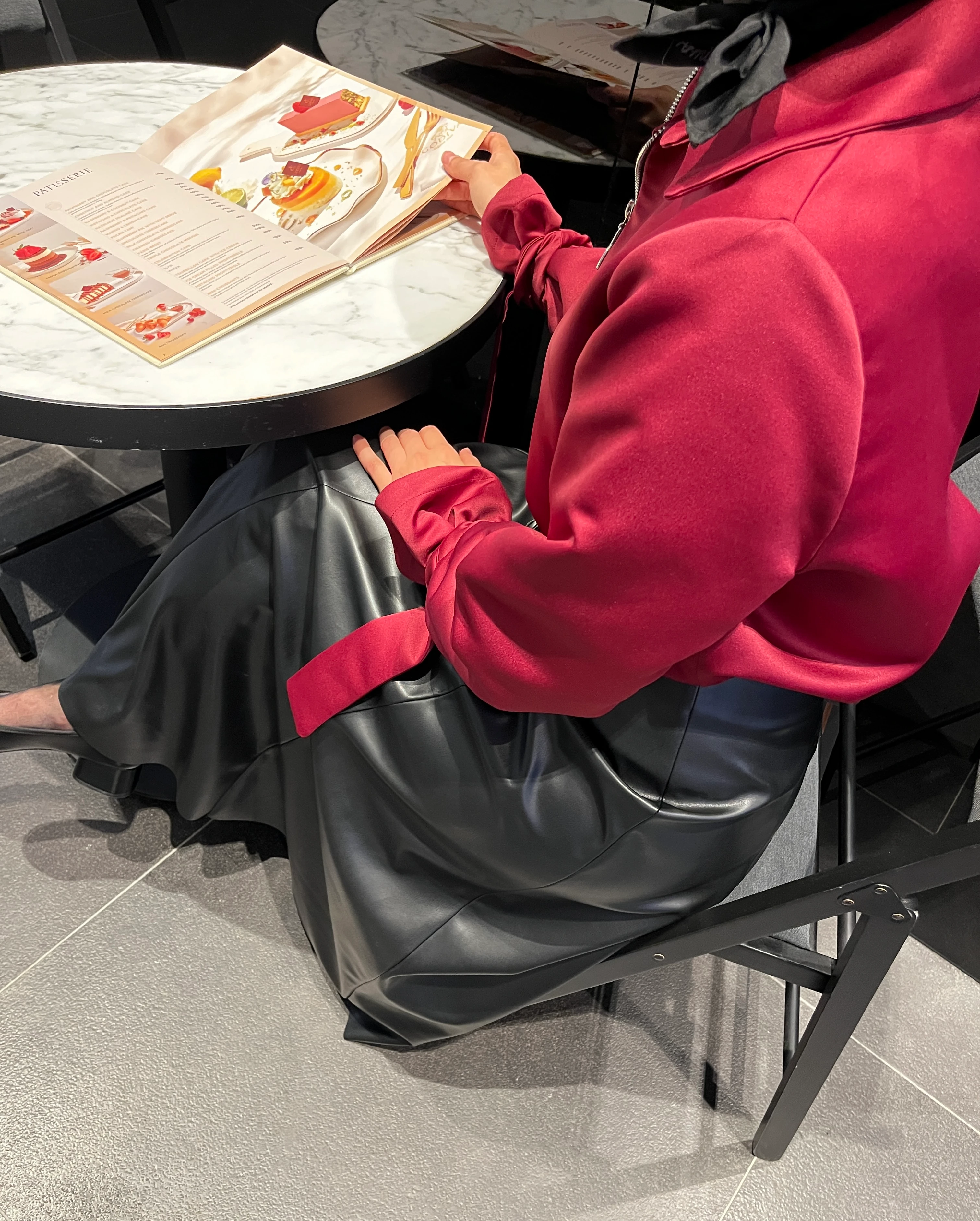 Bordo Fermuarlı Saten Ceket