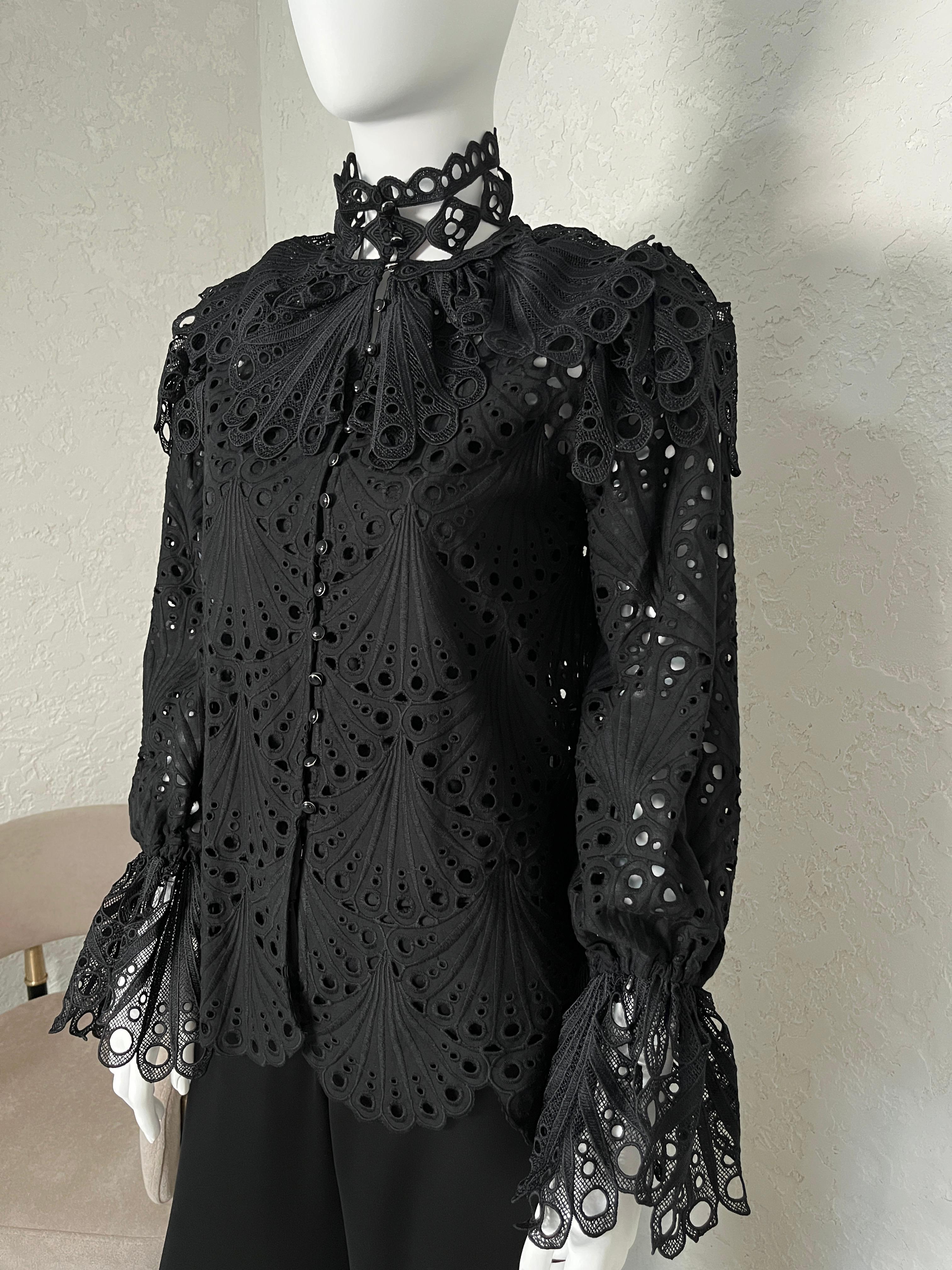 Brode Dantel Cotton Siyah Gömlek