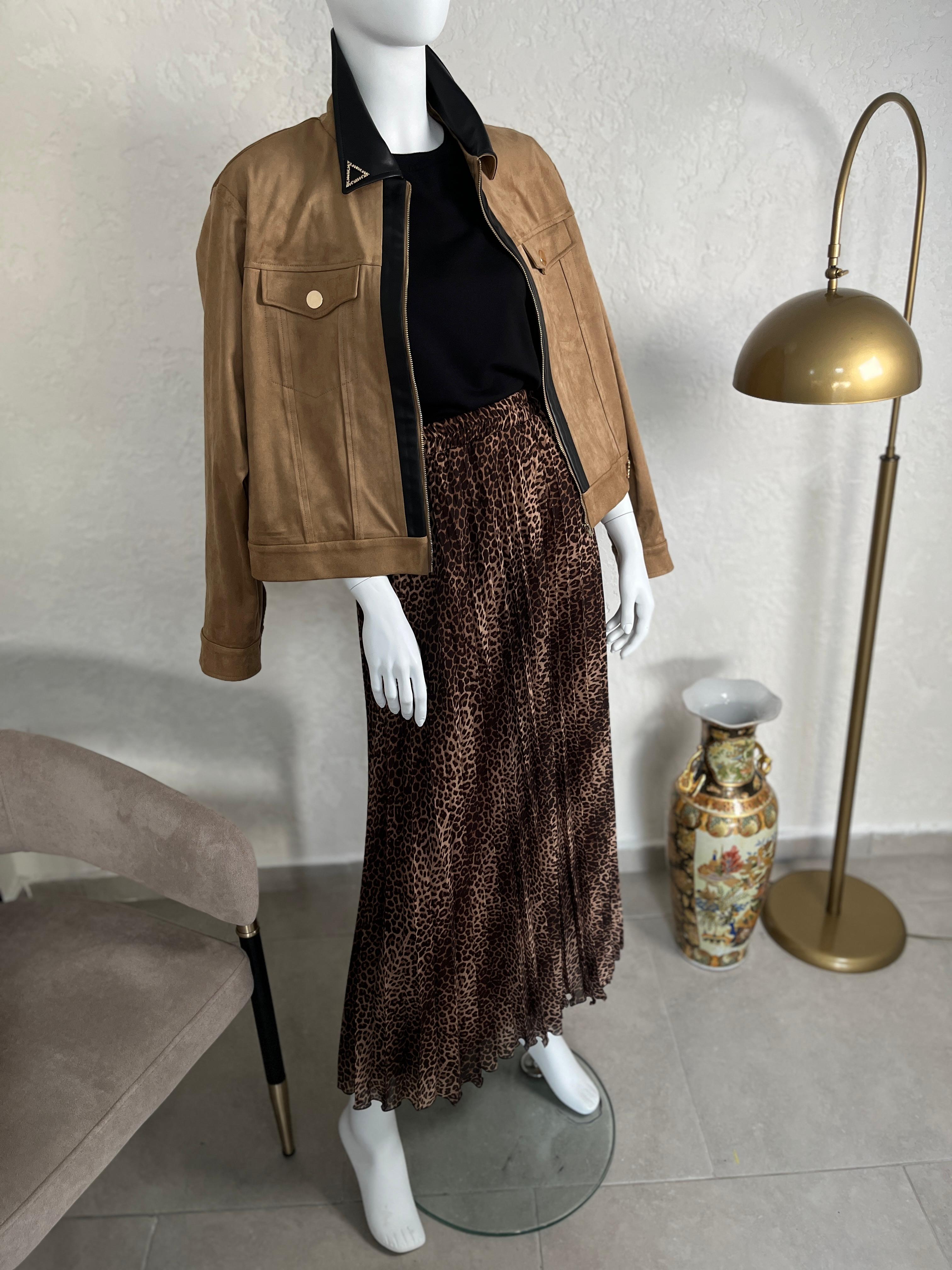 Süet Ceket, Leopar İpek Şifon Etek Takımı