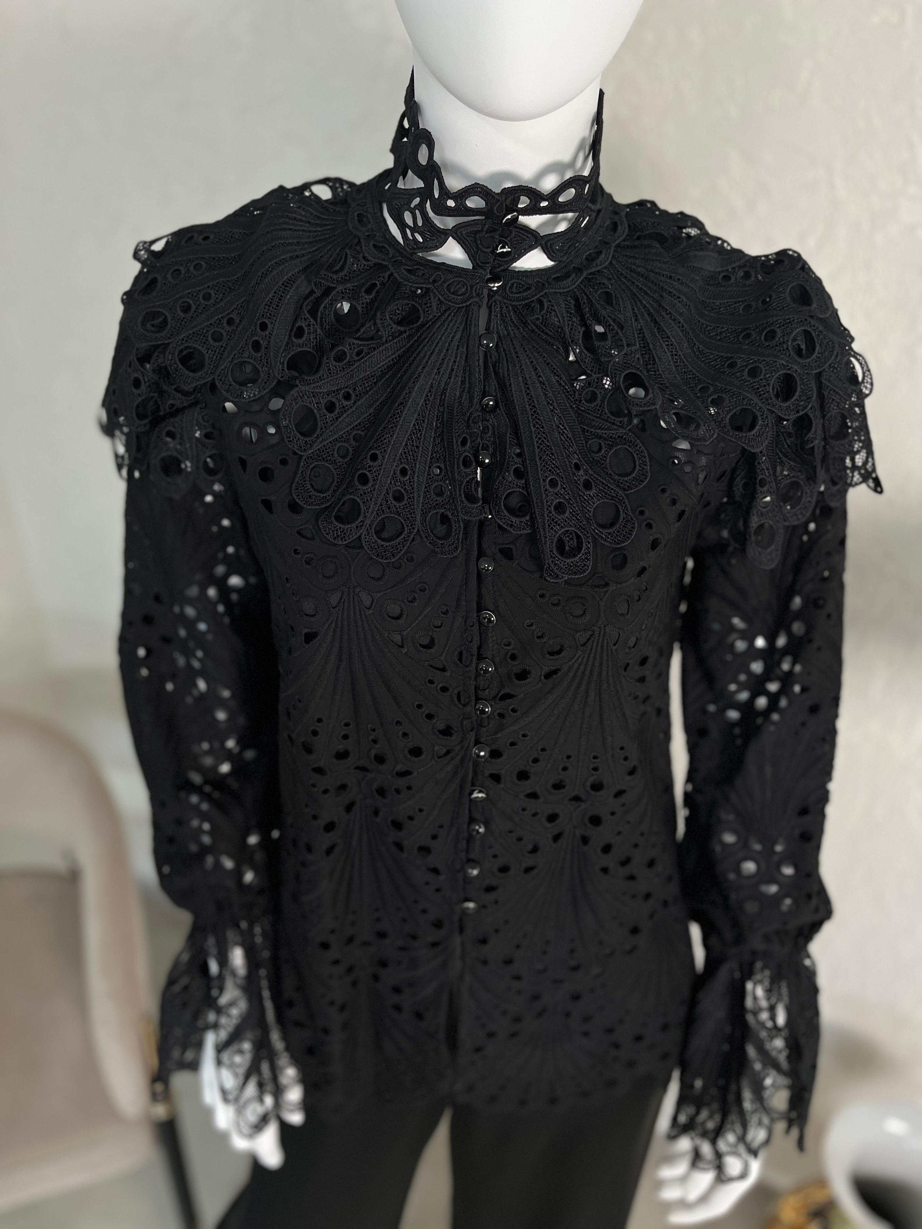 Brode Dantel Cotton Siyah Gömlek