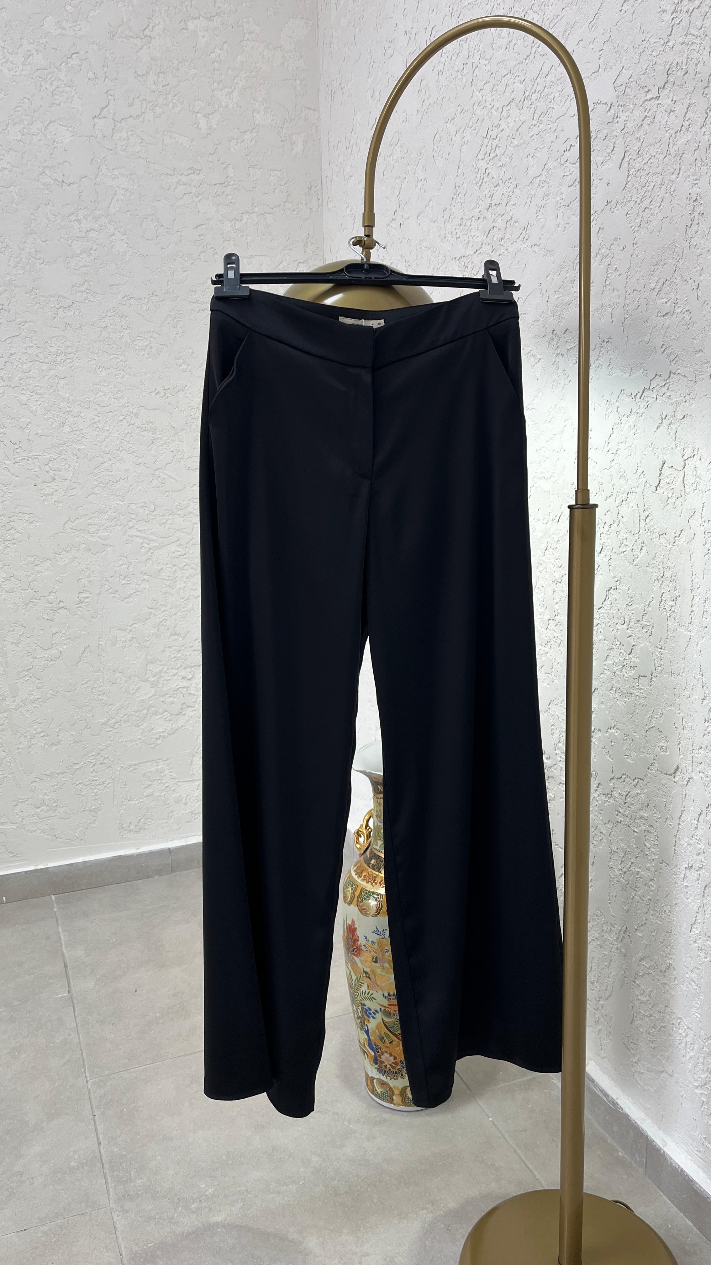 İpek Saten Flato Cepli Palazzo Pantolon