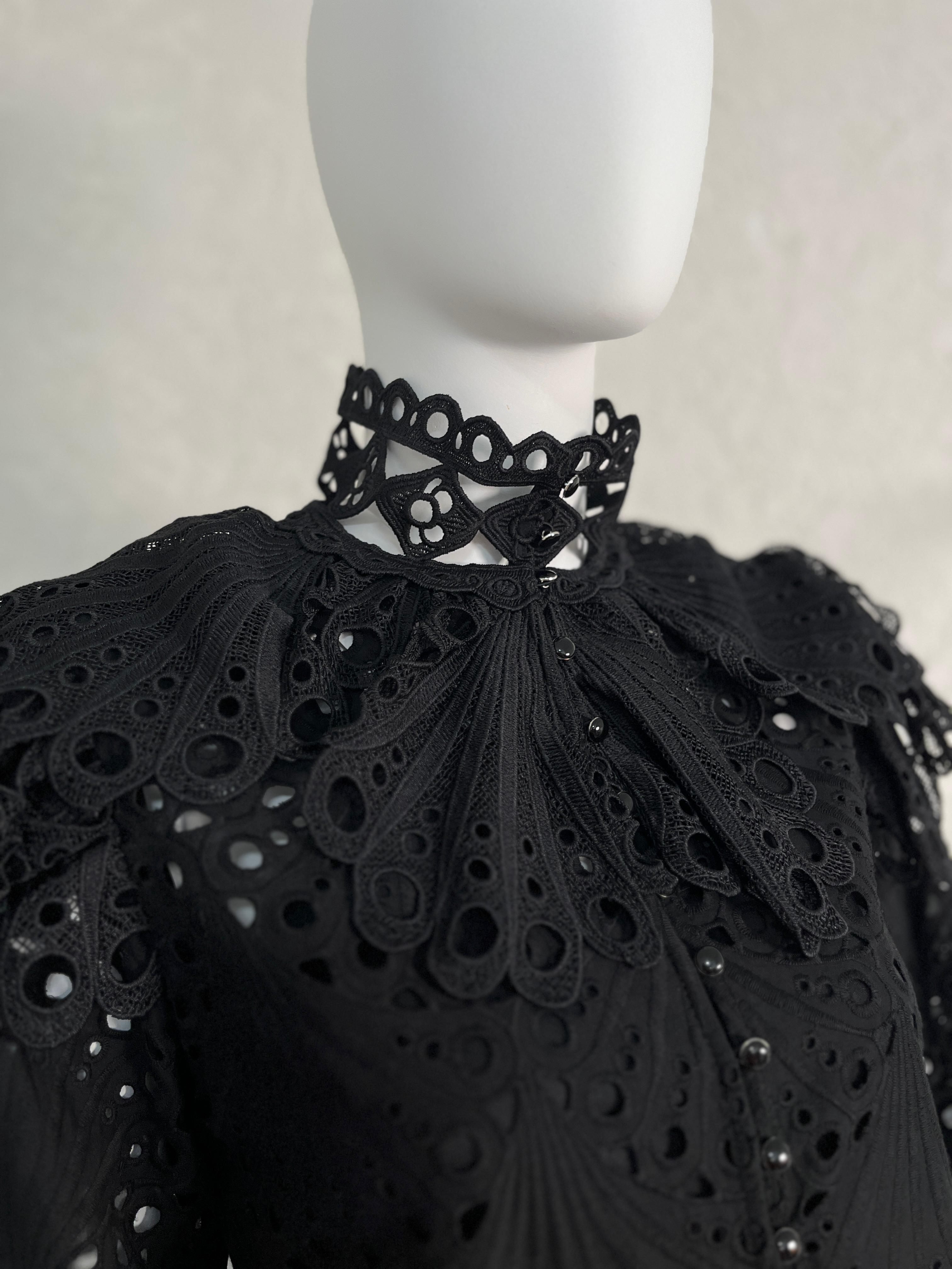 Brode Dantel Cotton Siyah Gömlek